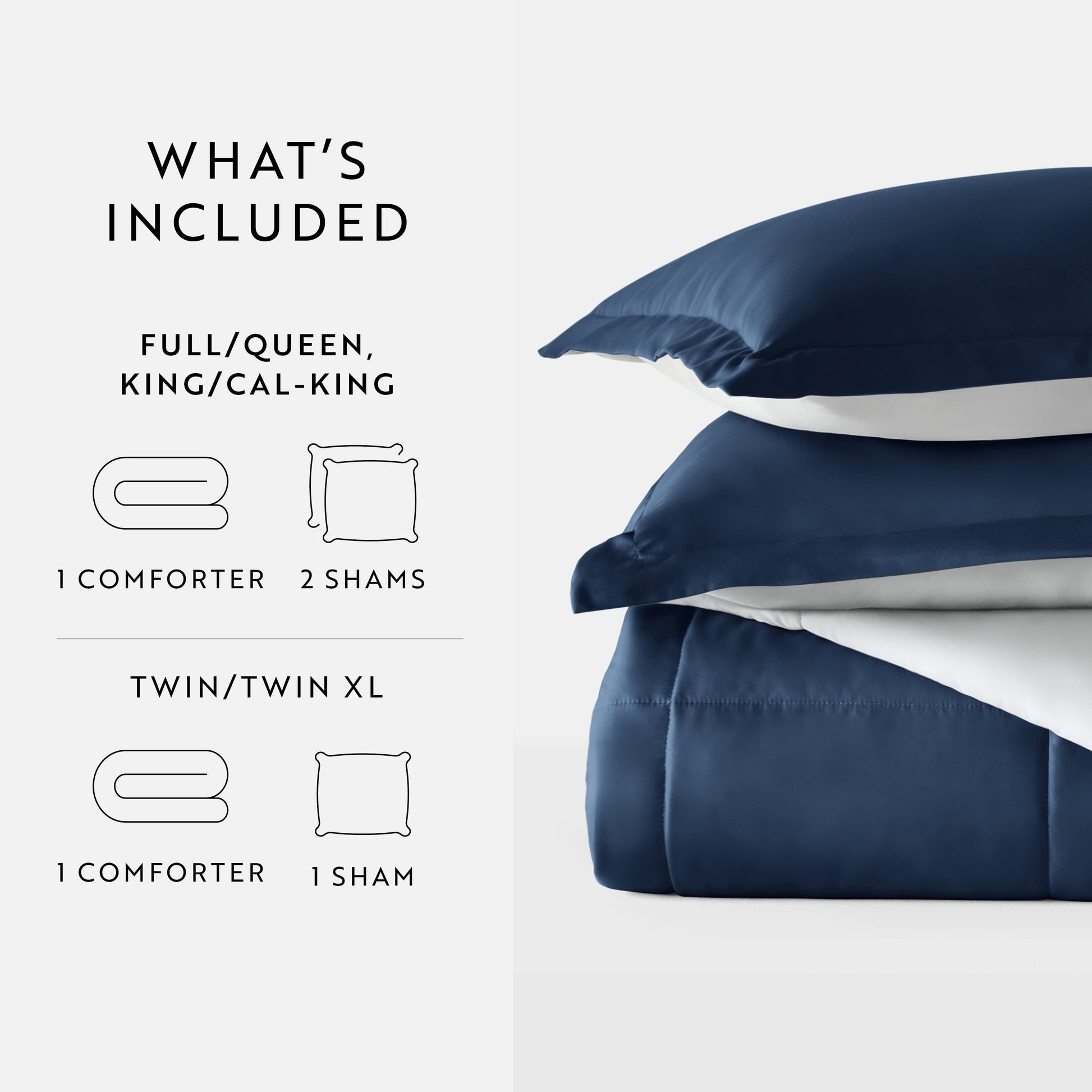 Luxurious Quilted 2-Piece Navy & Gray Reversible Down Alternative Comforter Set, Twin/Twin XL - Cloud-Like Soft Lightweight Bed Comforter Detail