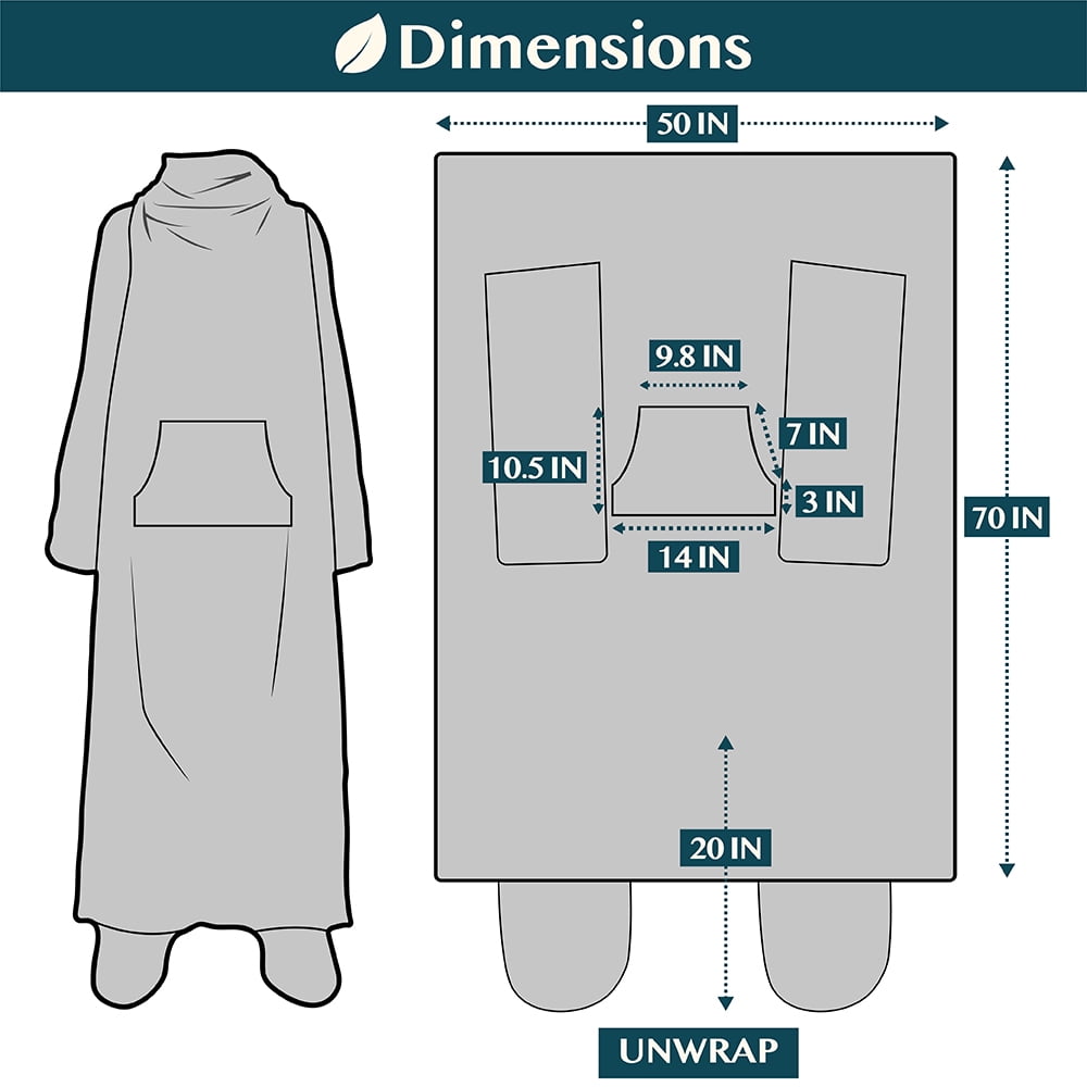 Reversible Sherpa Fleece Blanket with Sleeves, Foot Pockets for Women Men Adults, Plush Wearable Blanket Throw Wrap, Warm Snuggle Blank... - Lightweight Plush Warm Blanket for All Seasons Detail