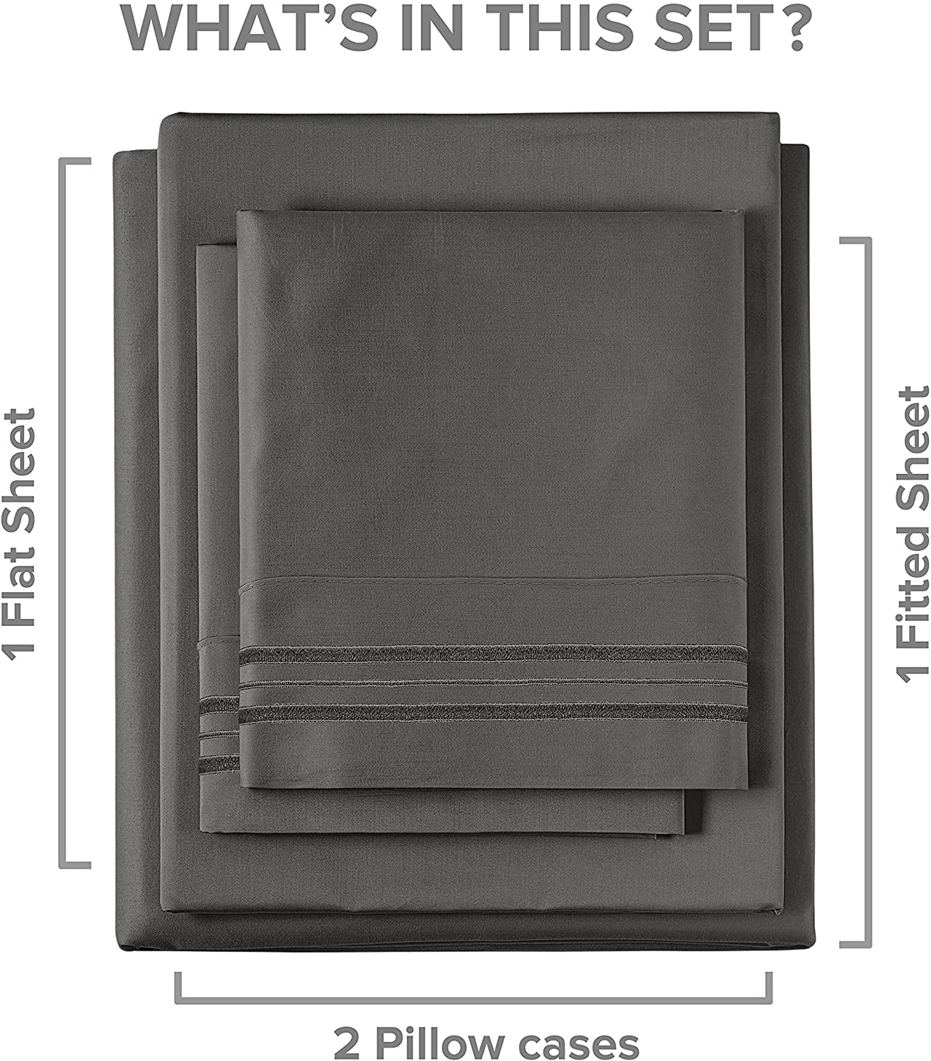 Wrinkle-Resistant 4-Piece Extra Deep Pocket Sheet Set - Full Size Breathable & Cooling Bed Sheets Fits 18"-24" Mattresses, Gray - Breathable Egyptian Cotton Flat & Fitted Sheets Detail