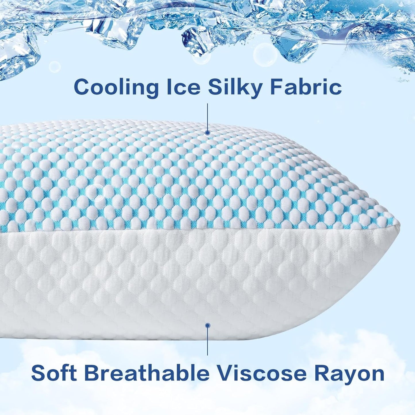 Fluffy Shredded 2 Pack Cooling Pillow for Sleeping, Memory Foam Pillows Cool Bed Pillows Hotel Reversible Pillow with Washable Remova... - Orthopedic Shredded Foam Bed Pillow Set Detail