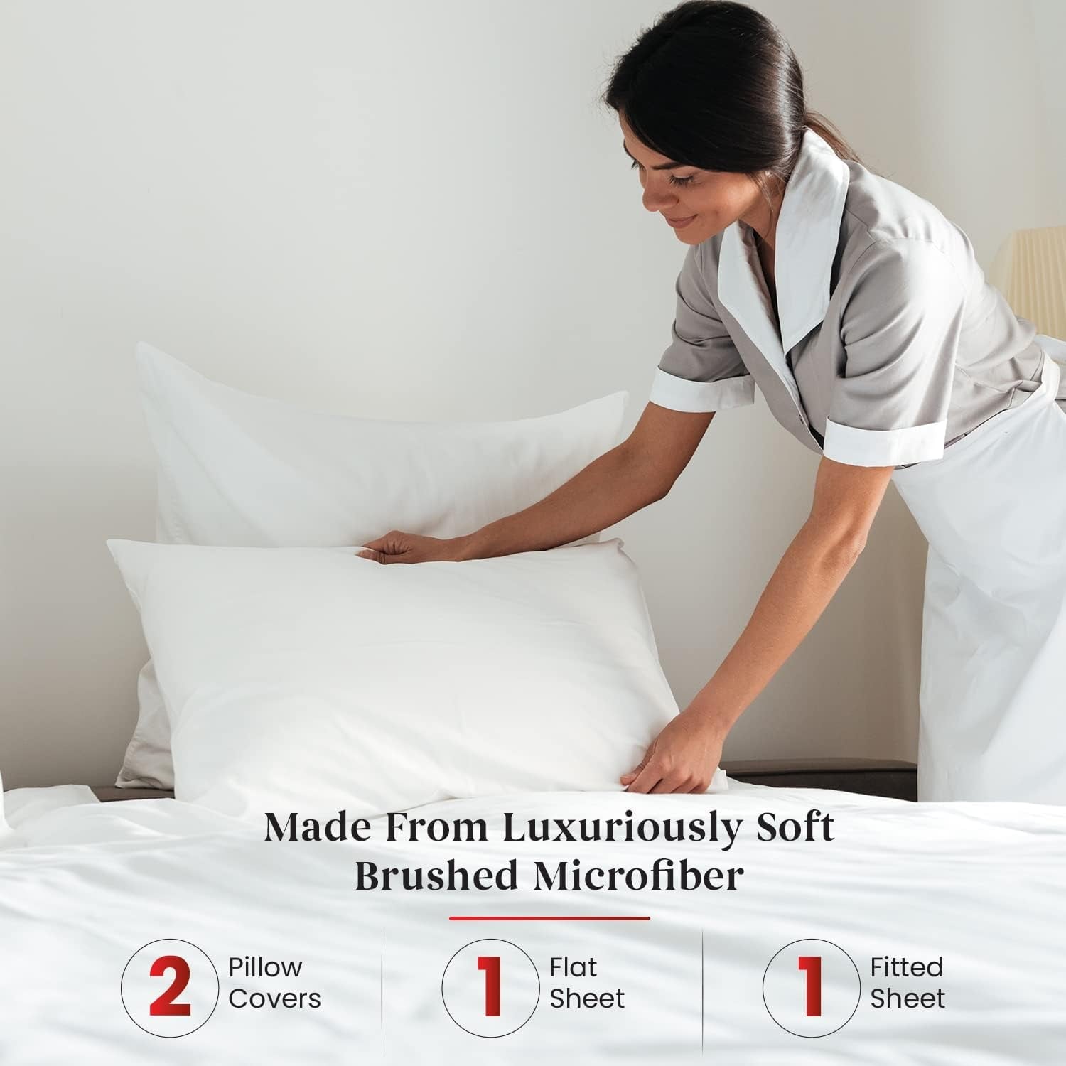 Premium Egyptian Cotton Sheet Set of 4, 16-inch Deep Pocket - Microfiber Bed Sheets, White - Cooling Hotel Quality Bedding Sheets and Pillowcases Detail