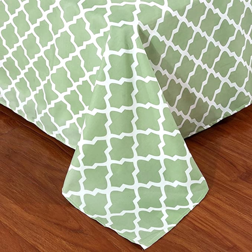 Ultra-Soft Quatrefoil Bed Sheet Set (King, Sage/White) 4 Piece Deep Pocket 1800 Series Microfiber Bed Sheet Set Contains 1 Fitte... - Cooling Hotel Quality Bedding Sheets and Pillowcases Detail