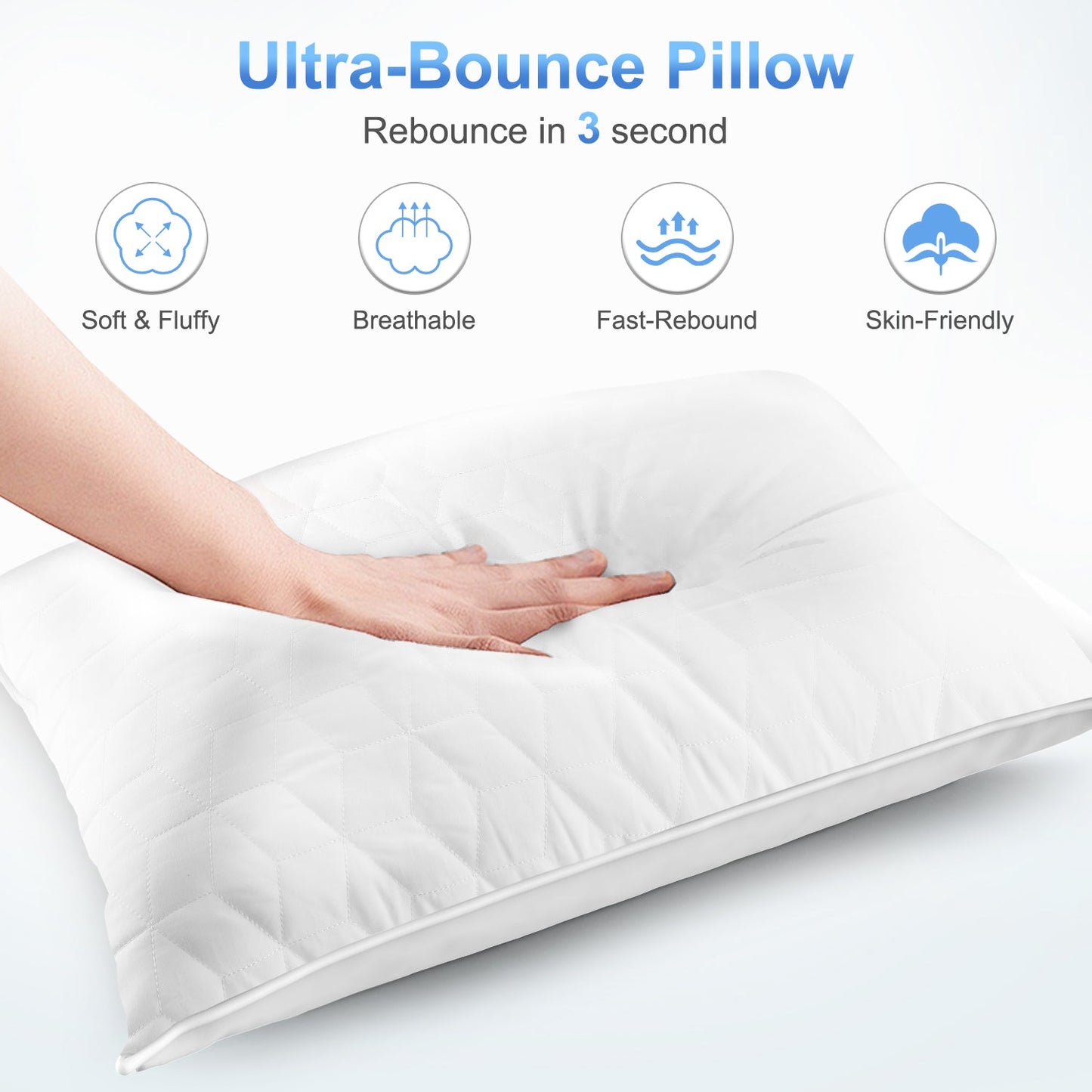 Orthopedic Support Bed Pillows for Sleeping 2 pack, King Size Cooling Pillows Hotel Quality with Premium Soft Down Alternative Fill for ... - Hotel Quality Plush Sleeping Pillows Detail