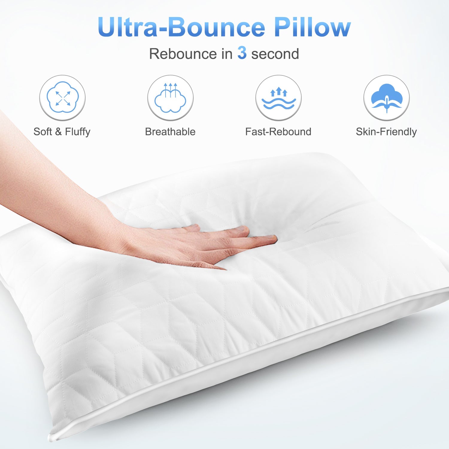 Orthopedic Support Bed Pillows for Sleeping 2 pack, King Size Cooling Pillows Hotel Quality with Premium Soft Down Alternative Fill for ... - Hotel Quality Plush Sleeping Pillows Detail