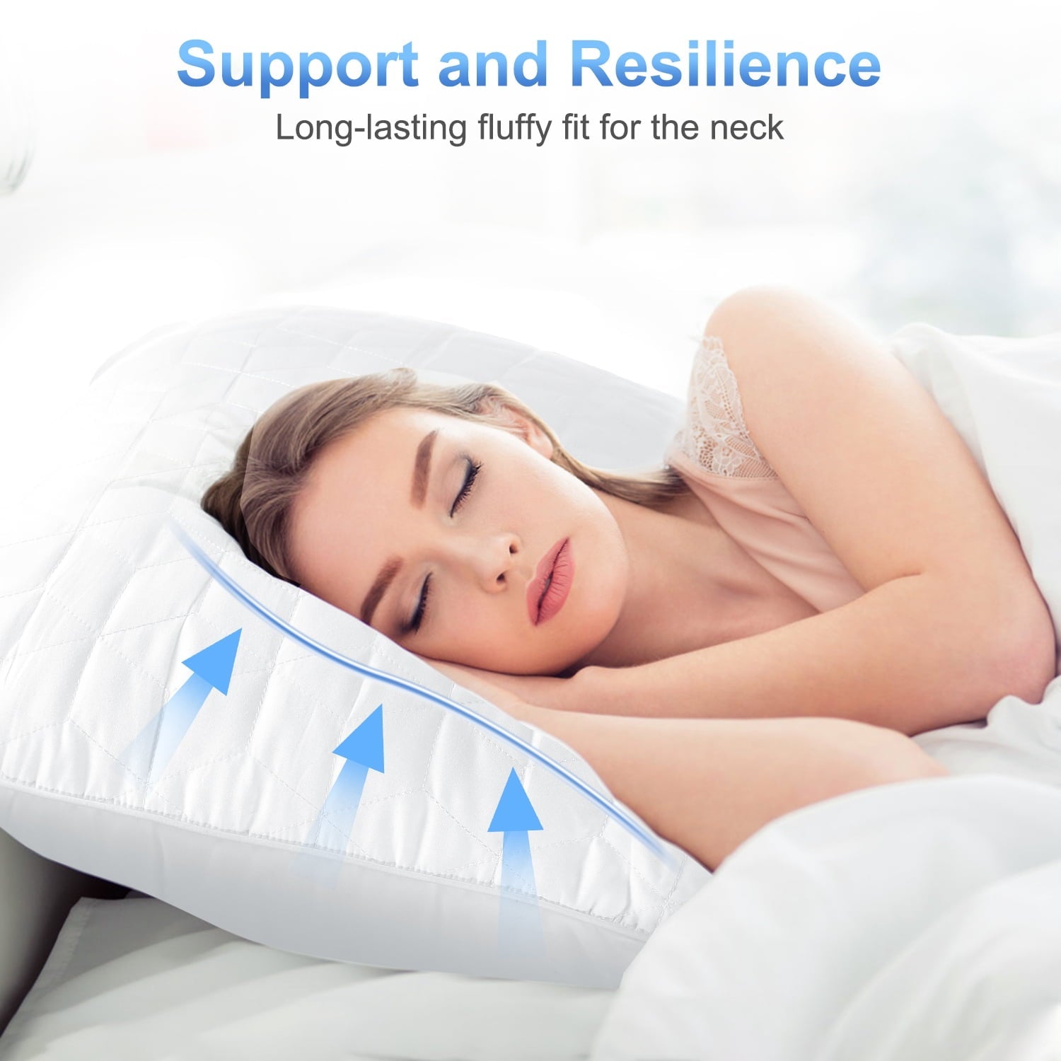 Orthopedic Support Bed Pillows for Sleeping 2 pack, King Size Cooling Pillows Hotel Quality with Premium Soft Down Alternative Fill for ... - Hotel Quality Plush Sleeping Pillows Detail