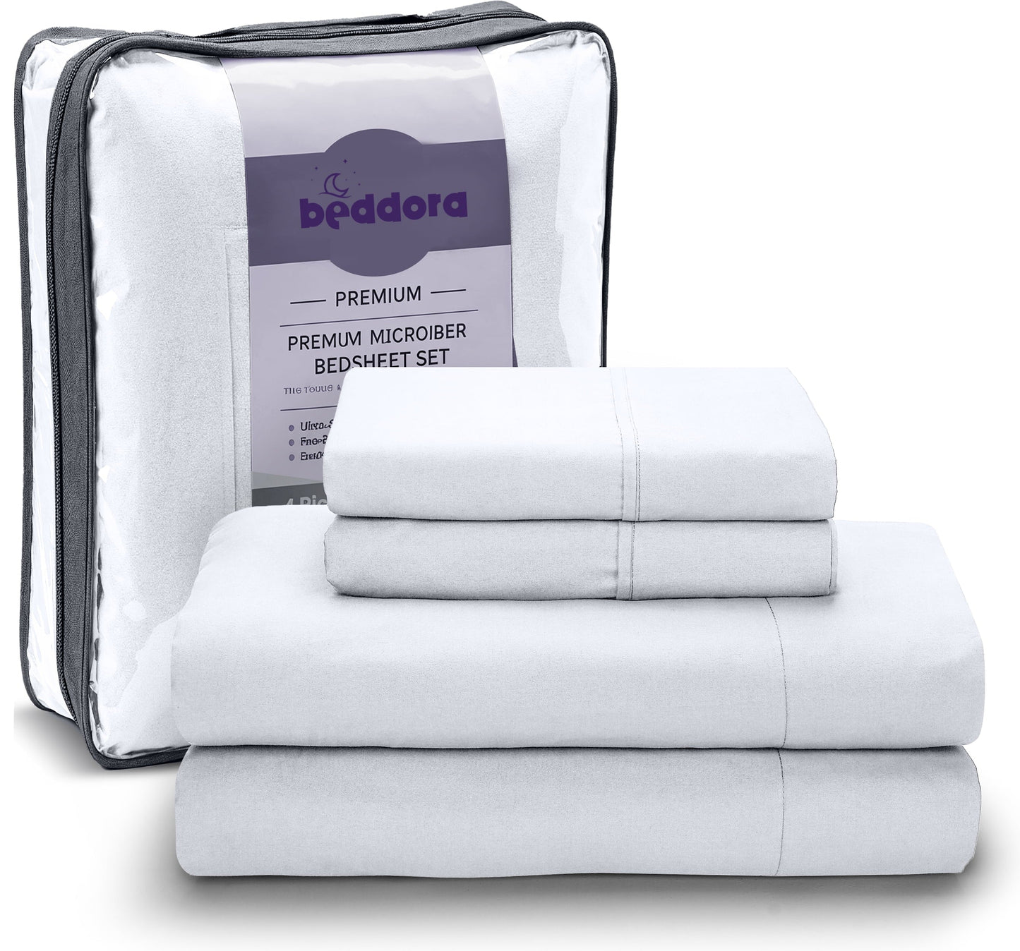 Cooling Sateen Queen Size Bed Sheet Set in Bright White – 4 Piece Microfiber Sheets, Ultra-Soft, Deep Pocket, Wrinkle-Resistant, Eas... - Luxury Bed Sheet Set with Deep Pockets Detail