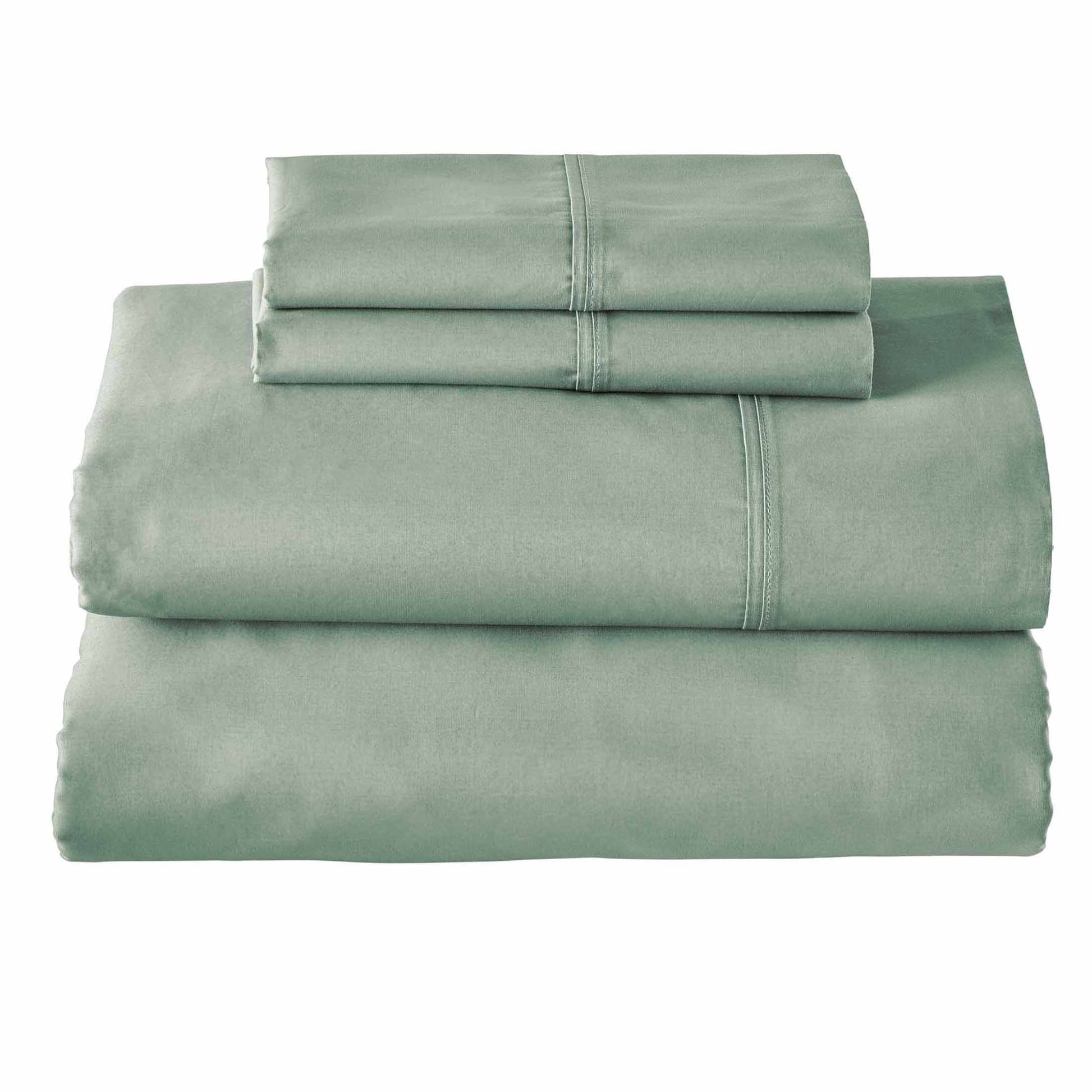 Ultra-Soft Cool & Crisp 4-Piece 300 Thread Count Green River Cotton Percale Sheet Set, Queen - Cooling Hotel Quality Bedding Sheets and Pillowcases Detail