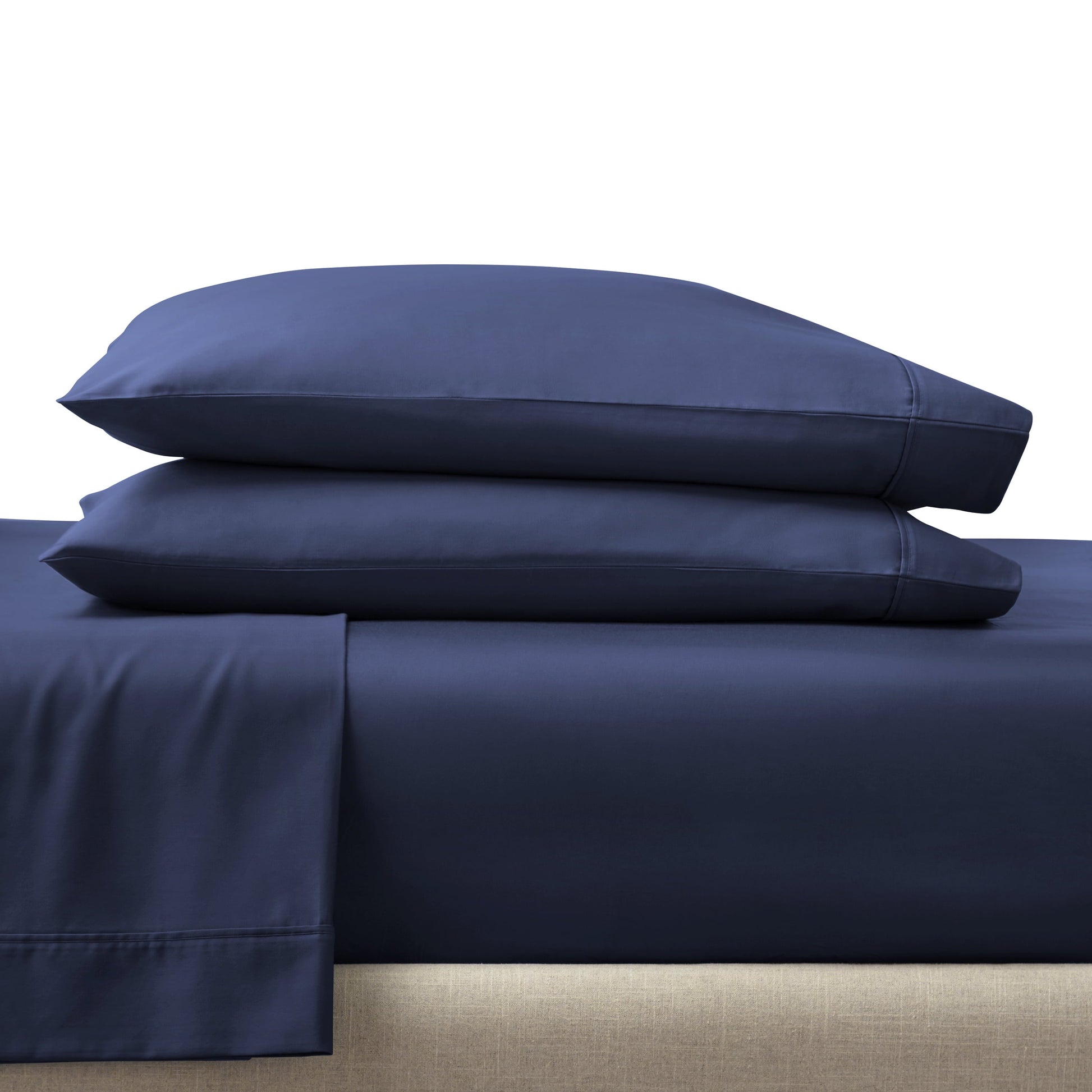 Premium Egyptian Cotton 4-Piece 300 Thread Count Blue Cove Cotton Sateen Bed Sheet Set, Queen - Cooling Hotel Quality Bedding Sheets and Pillowcases Detail
