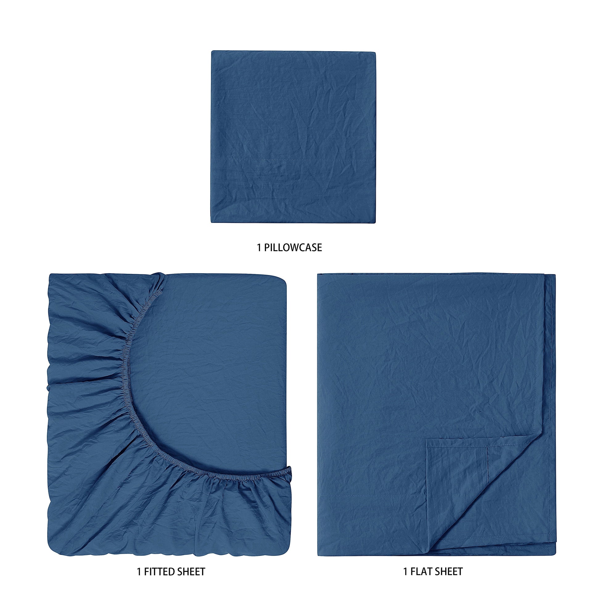 Ultra-Soft Ultra Soft Microfiber Bed Sheet Set, Twin-XL, Indigo, 3 Piece - Cooling Hotel Quality Bedding Sheets and Pillowcases Detail