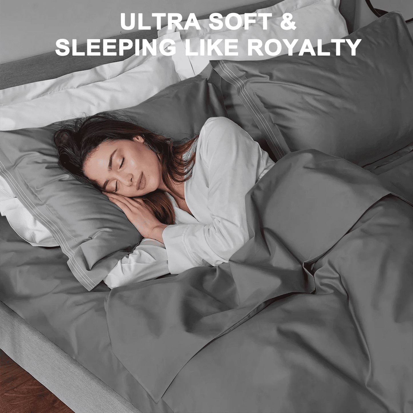 Premium Egyptian Cotton 4 Piece Bed Sheet Set, Queen Size Upgraded Cooling Deep Pocket Comfy Breathable Hotel Luxury Bedding, Extra Soft Wrin... - Premium Ultra-Soft Pillowcase Pair for Sleeping Detail