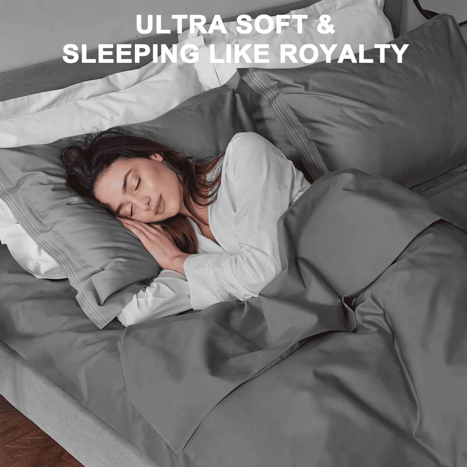 Premium Egyptian Cotton 4 Piece Bed Sheet Set, Queen Size Upgraded Cooling Deep Pocket Comfy Breathable Hotel Luxury Bedding, Extra Soft Wrin... - Premium Ultra-Soft Pillowcase Pair for Sleeping Detail