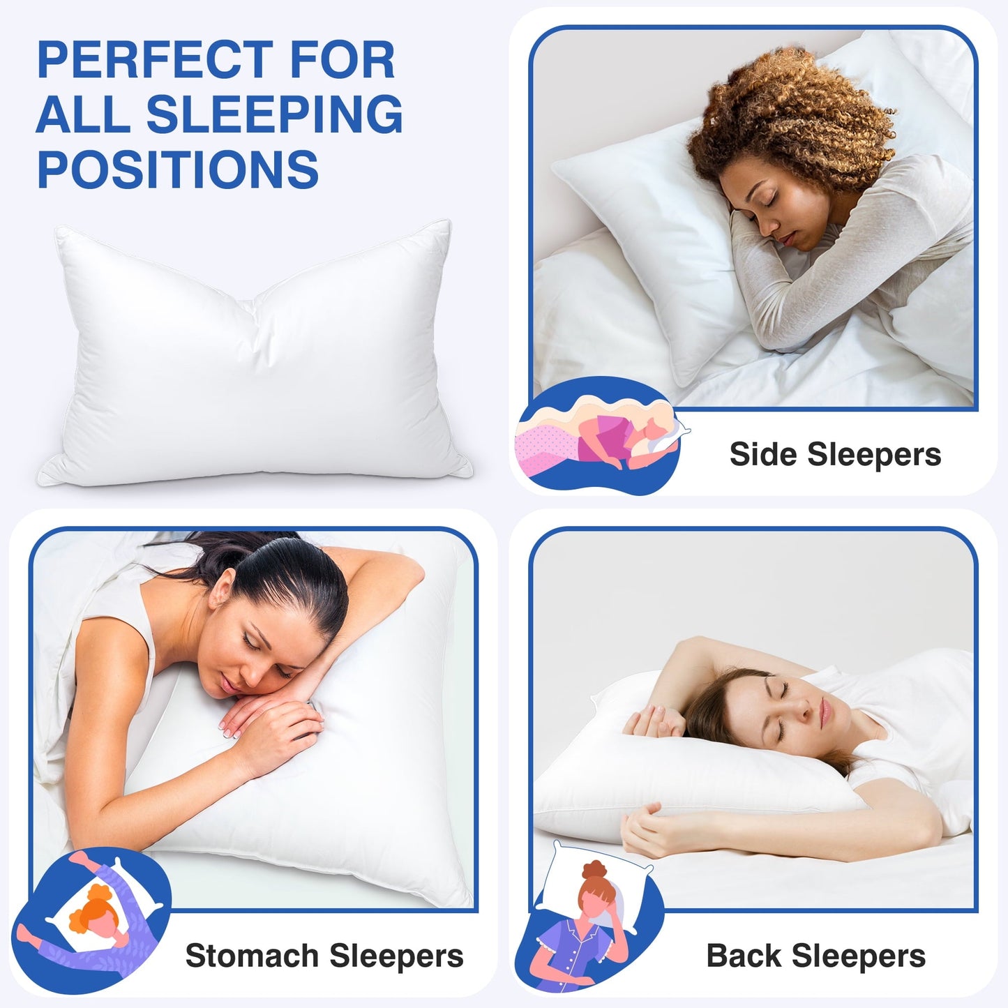 Ergonomic Memory Foam Pillows and Bed Pillows Queen Size for Sleeping,With 2 Set of Soft Cotton Cover- Pack of 2 - Decorative Throw Pillow Cushion for Sofa & Bed Detail