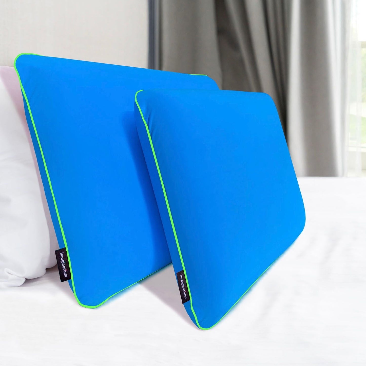 Fluffy Shredded Memory Foam Fun Pillow with Cool-to-the-Touch Cover, Standard/Queen, Cosmic Blue, 2 Pack - Ergonomic Memory Foam Pillow for Neck Pain Support Detail