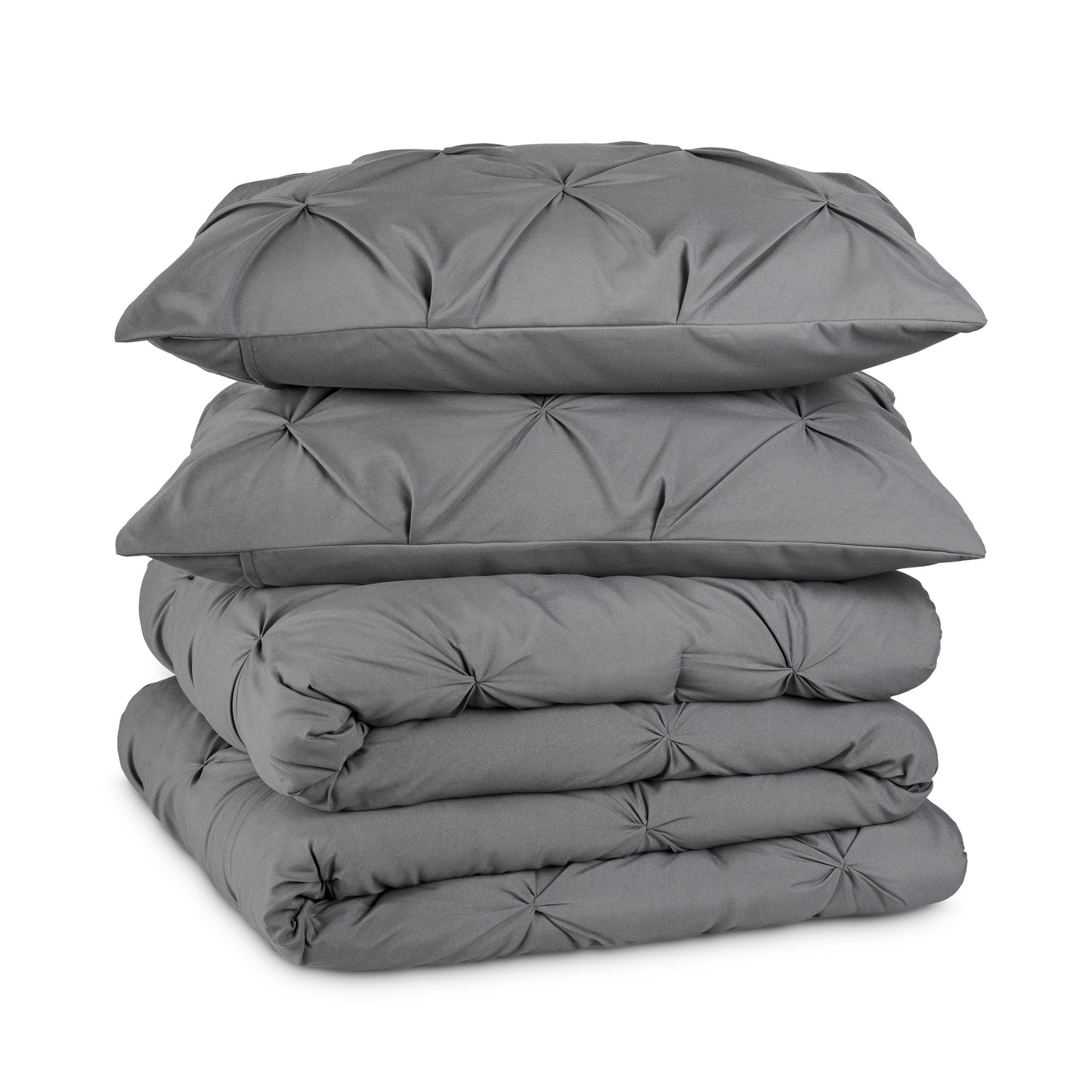 All-Season Pintuck Down Alternative Comforter Set - 3-Pieces - All Seasons - King, Grey - All-Season Down Alternative Comforter Insert Detail