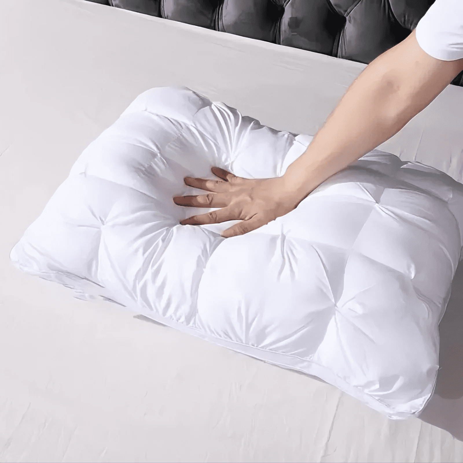 Decorative Plump Queen Size Bed Pillows Set of 2, Hotel Quality, Down Alternative Gusseted Bed Pillows for Side, Back, or Stomach Slee... - Orthopedic Shredded Foam Bed Pillow Set Detail