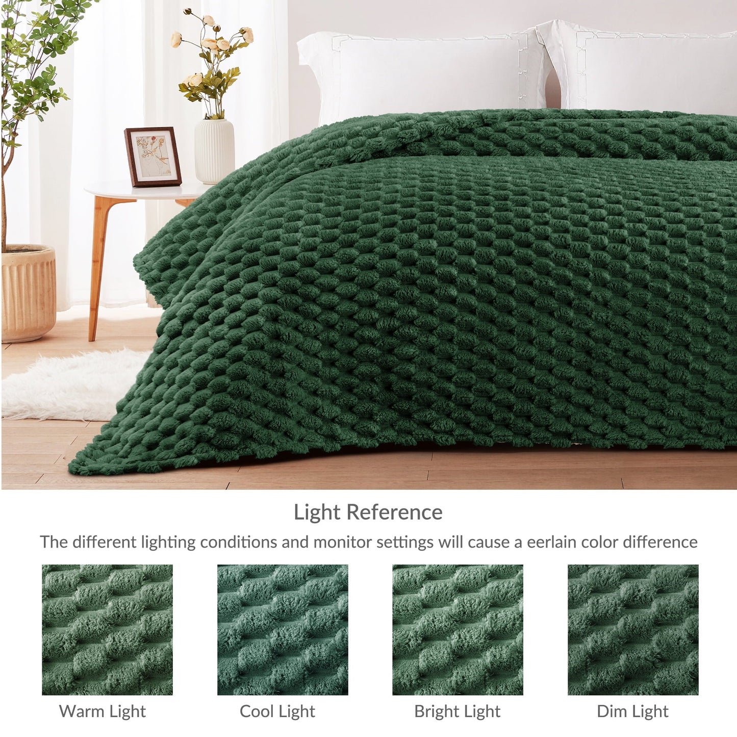 Reversible Sherpa 50"x60" Throw Blanket for Couch with Expanded 3D-Jacquard Pattern, Fuzzy Soft Cozy Exquisite Blankets or All Season, ... - Lightweight Plush Warm Blanket for All Seasons Detail