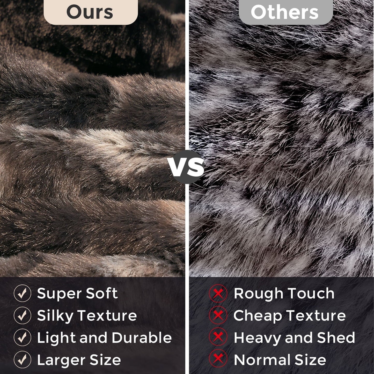 Reversible Sherpa Faux Rabbit Fur Throw Blanket- 50x60 inches, Soft Fluffy Cozy Warm Fuzzy Machine Washable, Durable Blanket for Couch ... - Cozy Fleece Throw Blanket for Couch & Bed Detail
