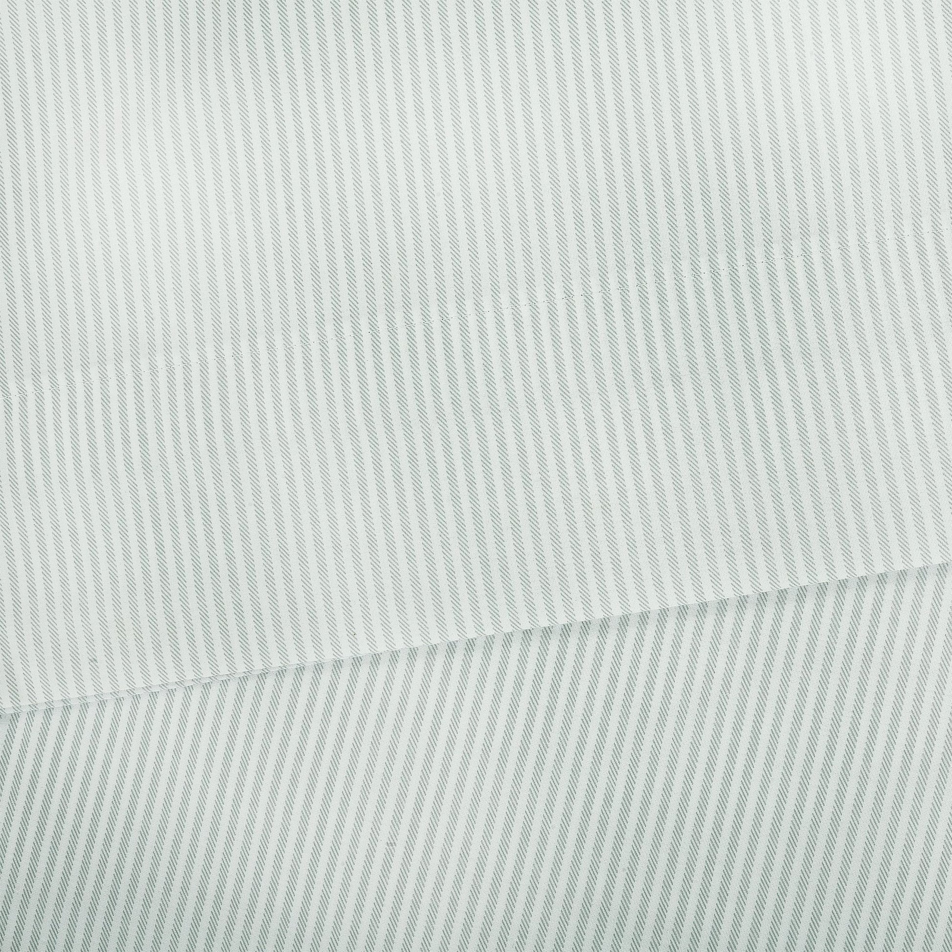Cooling Sateen Easy Care 300 Thread Count Cotton Rich Percale Sheet Set, King, Grey Stripes - Cooling Hotel Quality Bedding Sheets and Pillowcases Detail