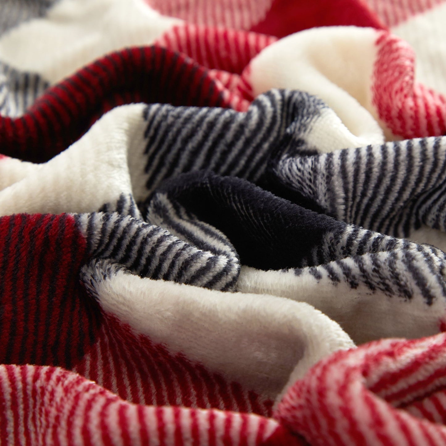 Decorative Knitted Cozy Plush Throw Blanket, Red Plaid 50" x 60" All Ages - Cozy Fleece Throw Blanket for Couch & Bed Detail