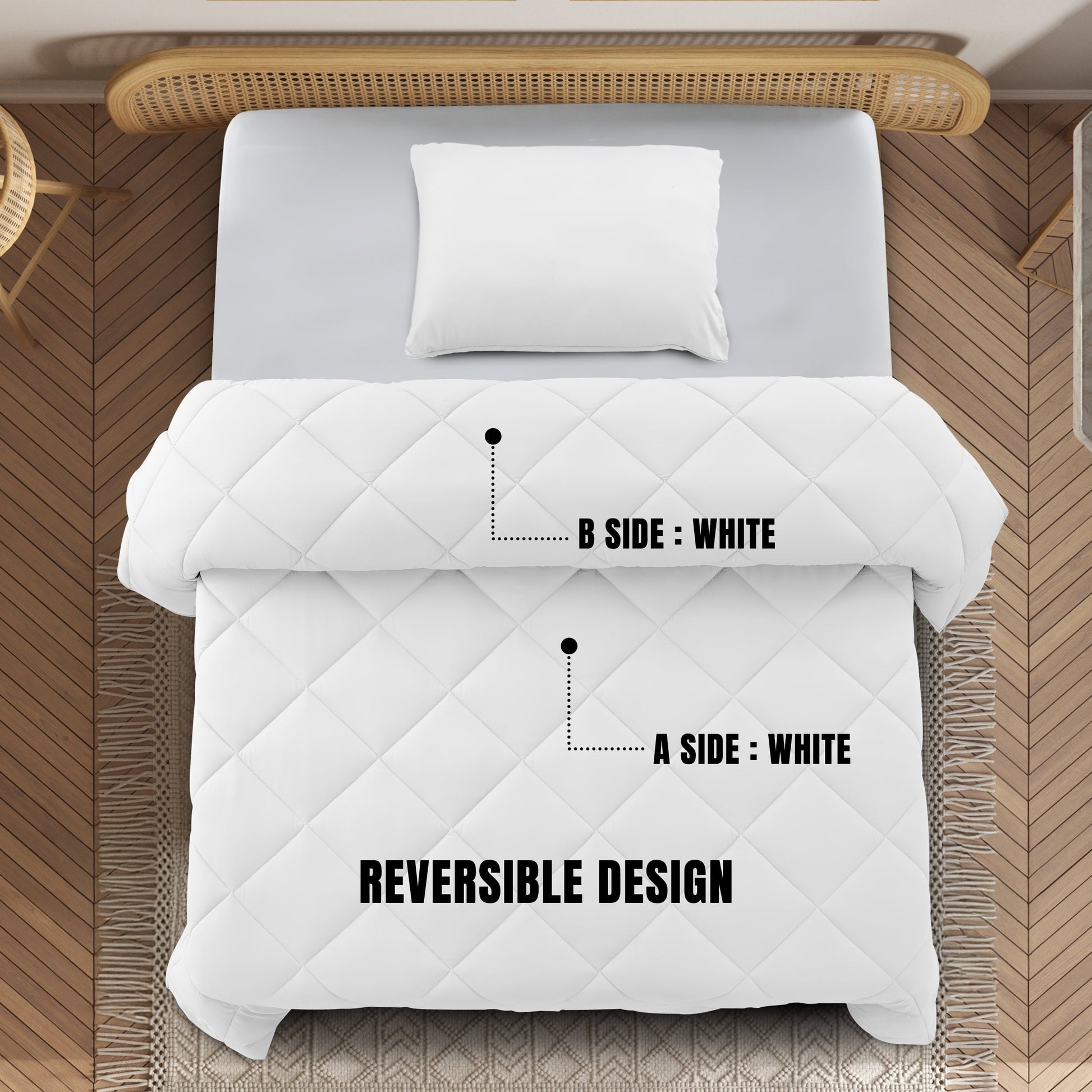 Fluffy Down Alternative Lux Decor All-Season Comforter Sets Twin Size 2 PC, Reversible Bedding Set with Diamond Quilted Design Comforter and ... - Cloud-Like Soft Lightweight Bed Comforter Detail