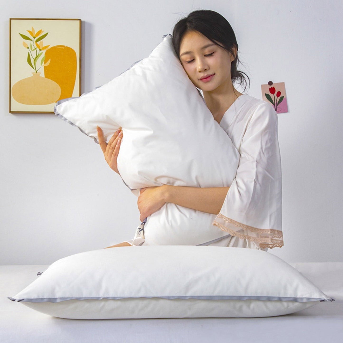 Fluffy Shredded Bed Pillows for Sleeping, Soft and Supportive Bed Pillow Hotel Collection Pillow, Comfortable Pillow for Side and Bac... - Decorative Throw Pillow Cushion for Sofa & Bed Detail