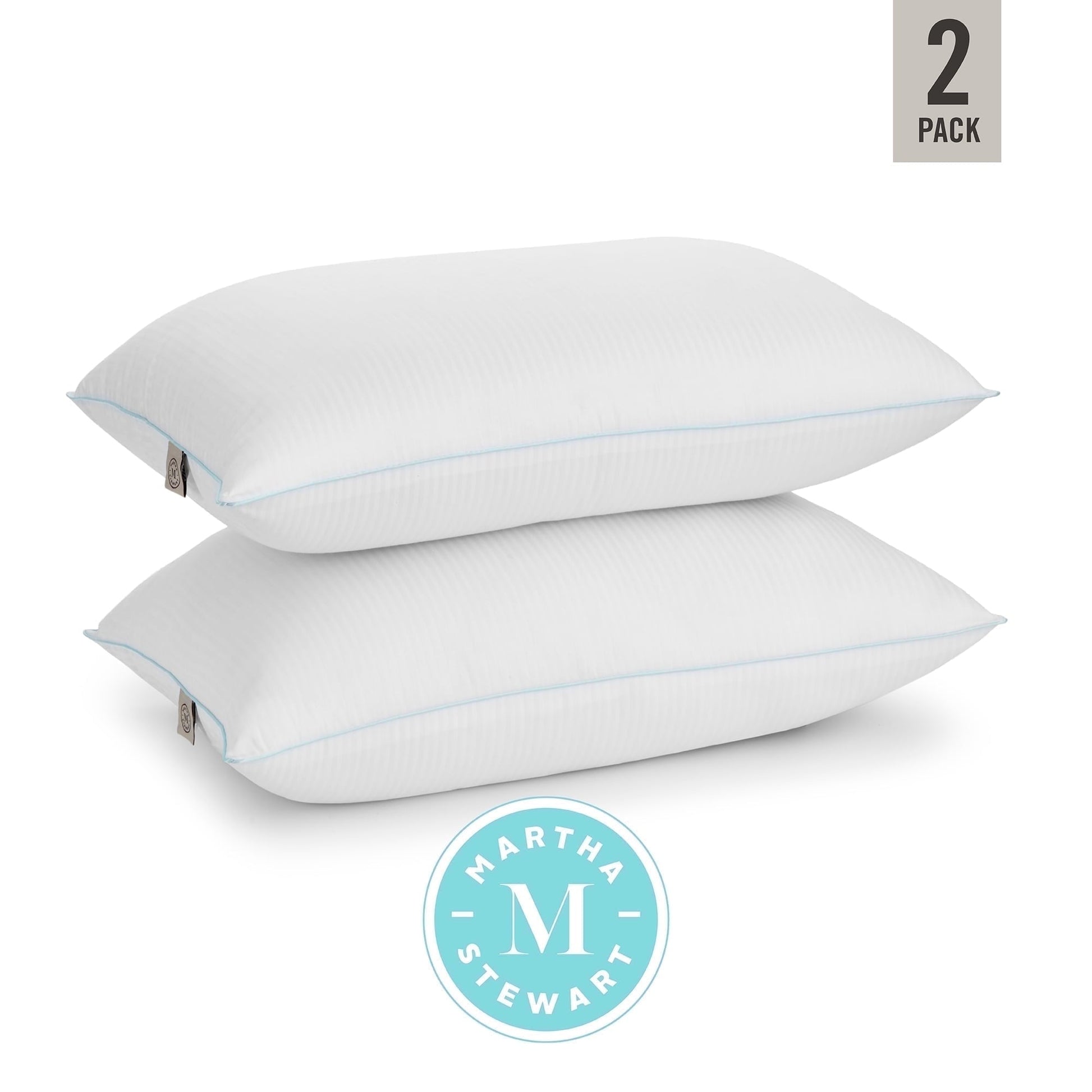 Ergonomic Memory Foam Classic Stripe Bed Pillows Standard / Queen Size Set Of 2, Enhanced Loft Plush Pillow for All Sleep Positions, 20" x ... - Ergonomic Memory Foam Pillow for Neck Pain Support Detail