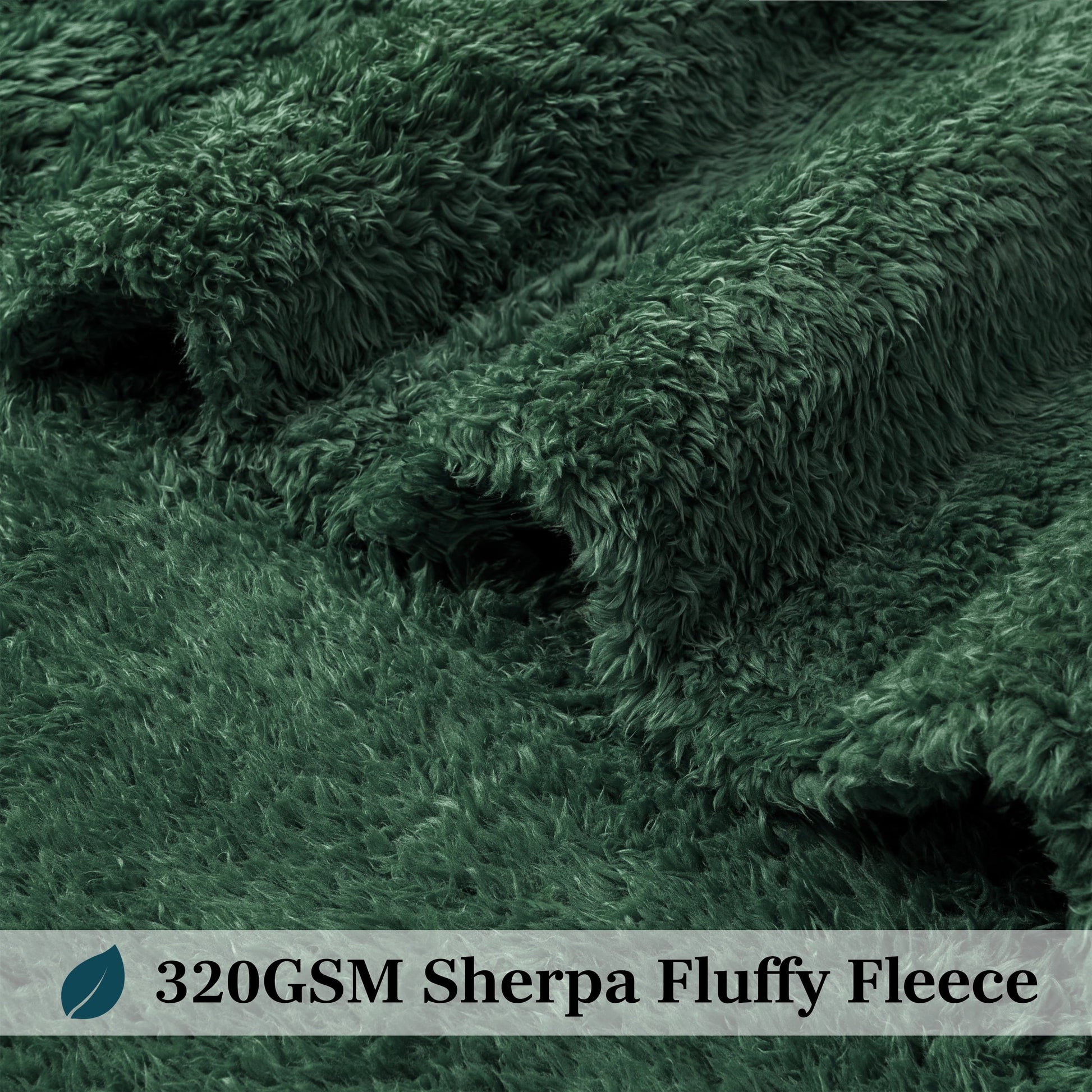 Cozy Fleece Sherpa Throw Blanket For Couch Sofa, Emerald Green Fluffy Warm Plush Blanket for Bed, Cozy Super Soft Lightweight Thr... - Super Soft Reversible Sherpa Flannel Blanket Detail