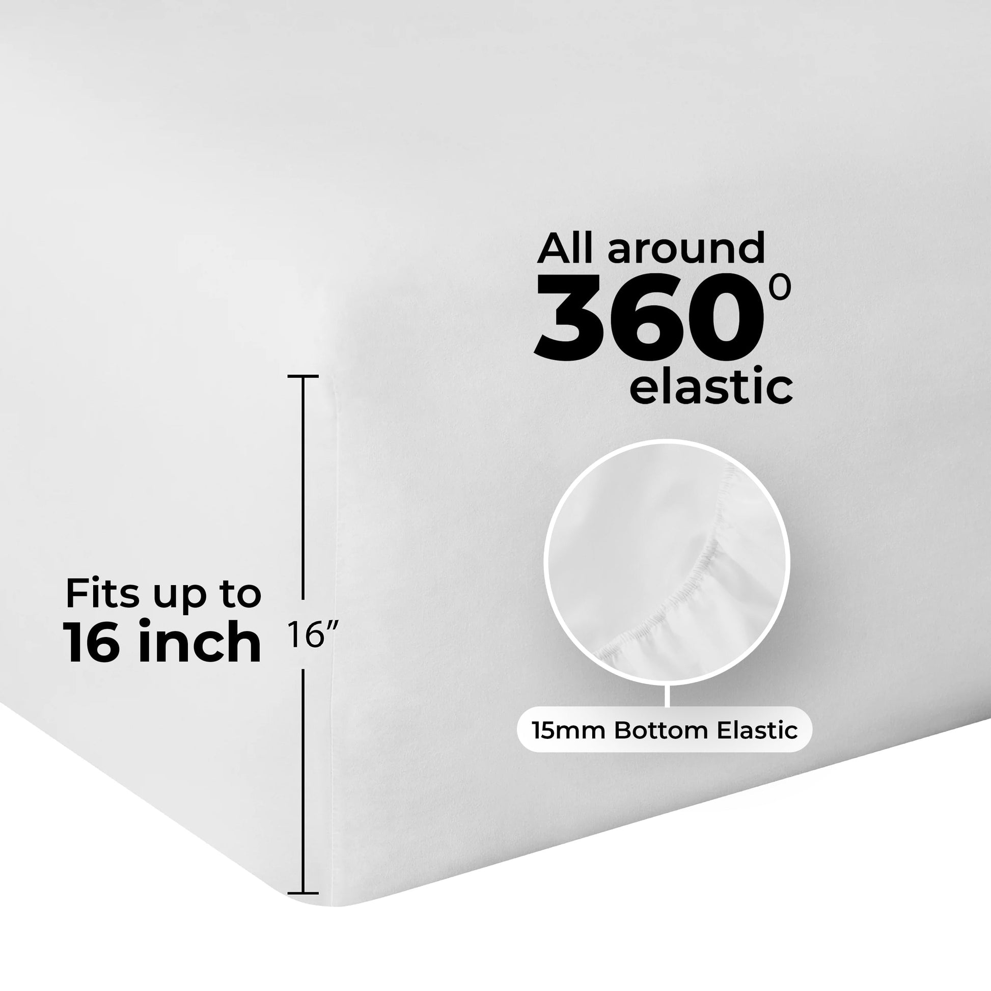 Wrinkle-Resistant 4-Piece 300 Thread Count White Cotton Blend Percale Bed Sheet Set, Queen - Premium Ultra-Soft Pillowcase Pair for Sleeping Detail