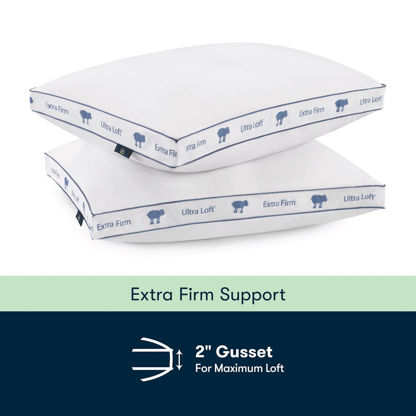 Ergonomic Memory Foam Ultra Loft Standard/Queen Bed Pillow, Extra Firm Support - Orthopedic Shredded Foam Bed Pillow Set Detail
