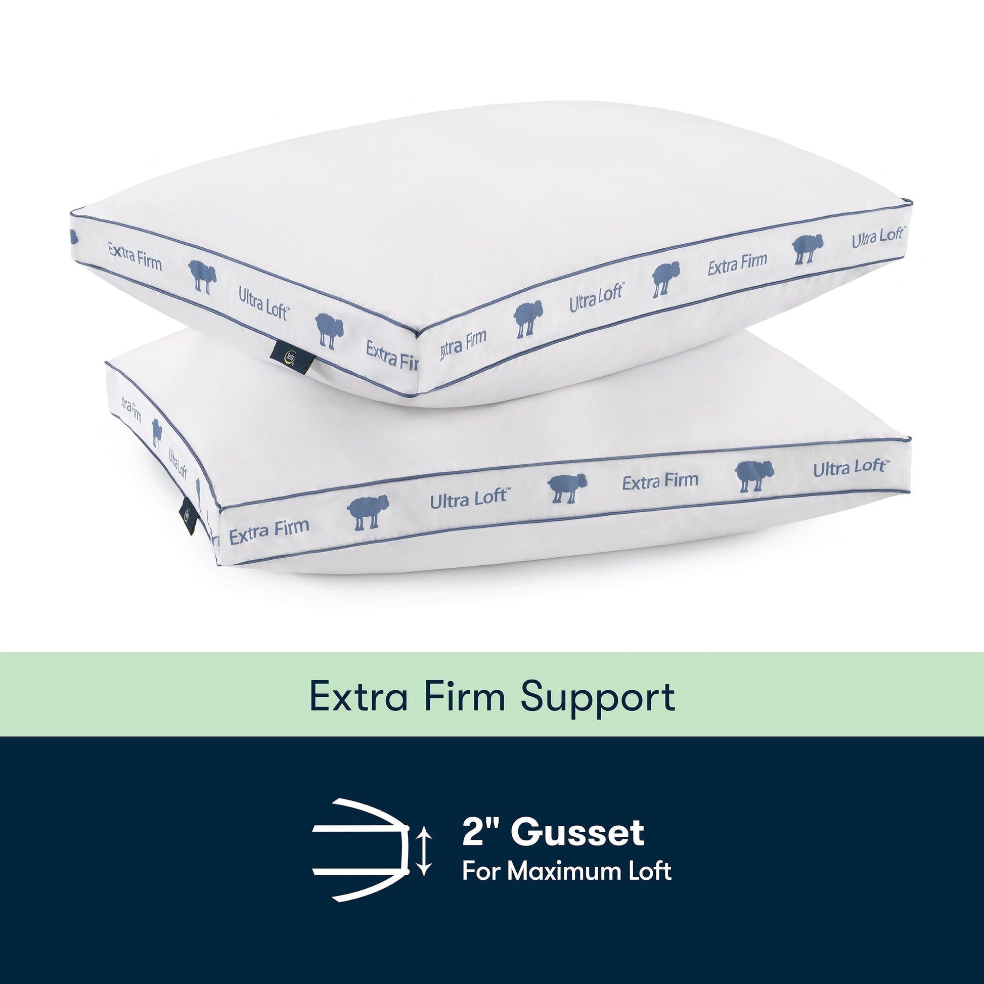 Ergonomic Memory Foam Ultra Loft Standard/Queen Bed Pillow, Extra Firm Support - Orthopedic Shredded Foam Bed Pillow Set Detail