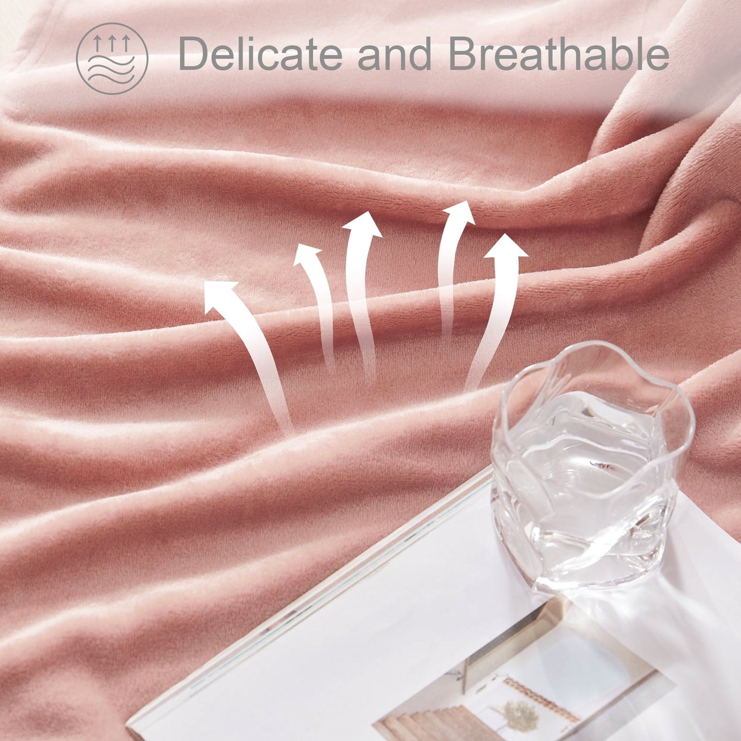 Cozy Fleece Large Flannel Fleece Velvet Plush Throw Blanket - 50" x 70" (Pink) - Super Soft Reversible Sherpa Flannel Blanket Detail