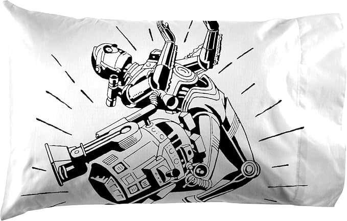 Wrinkle-Resistant T-Shirt Comic 3 Piece Twin Size Bed Sheets Set - Disney Space Theme Bedding - Cooling Hotel Quality Bedding Sheets and Pillowcases Detail