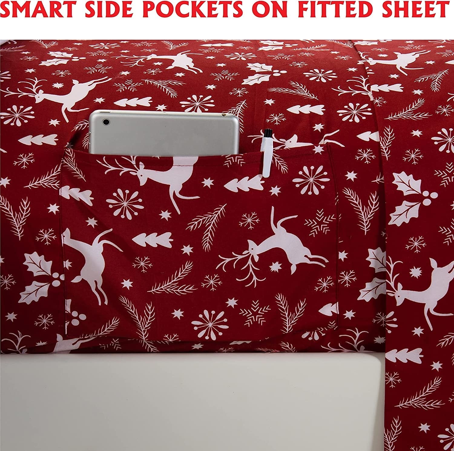 Ultra-Soft Luxury Soft Bed Sheets Holiday Pattern 1500 Thread Count Percale Egyptian Quality Softness Wrinkle and Fade Resistant... - Luxury Bed Sheet Set with Deep Pockets Detail