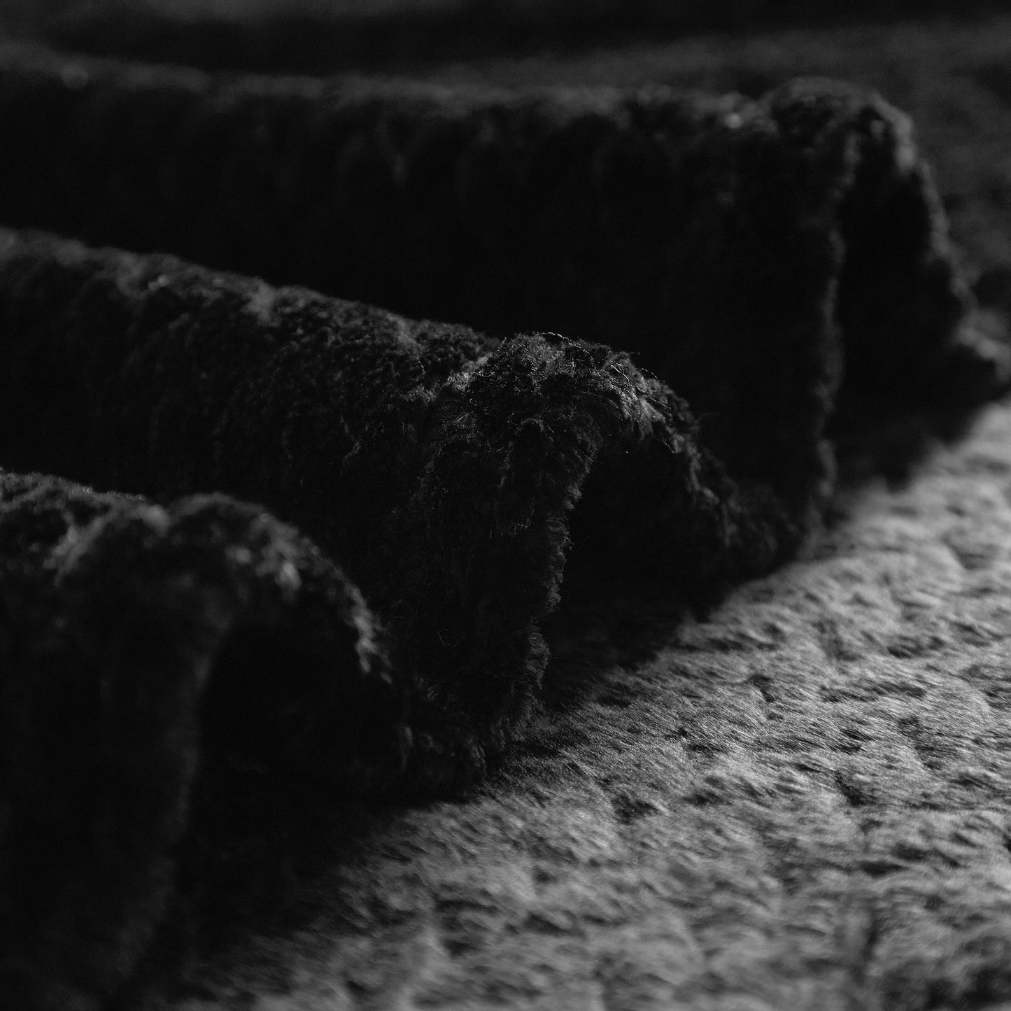 Decorative Knitted Cozy Textured Plush Throw Blanket, Black, 50"x60" All Ages - Super Soft Reversible Sherpa Flannel Blanket Detail