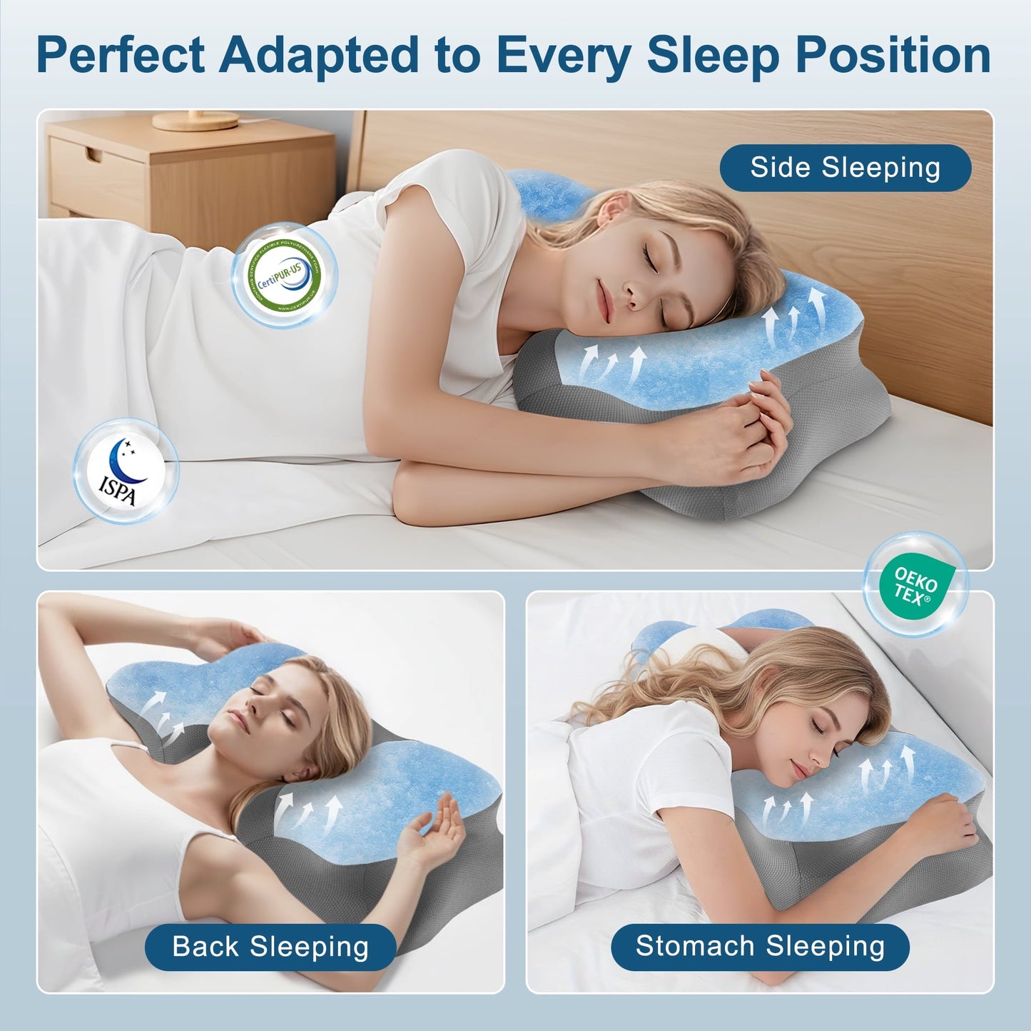 Fluffy Shredded Memory Foam Cervical Pillow for Sleeping Support - Orthopedic Bed Pillow for Neck, Shoulder Pain Relief, Adults, Side... - Orthopedic Shredded Foam Bed Pillow Set Detail