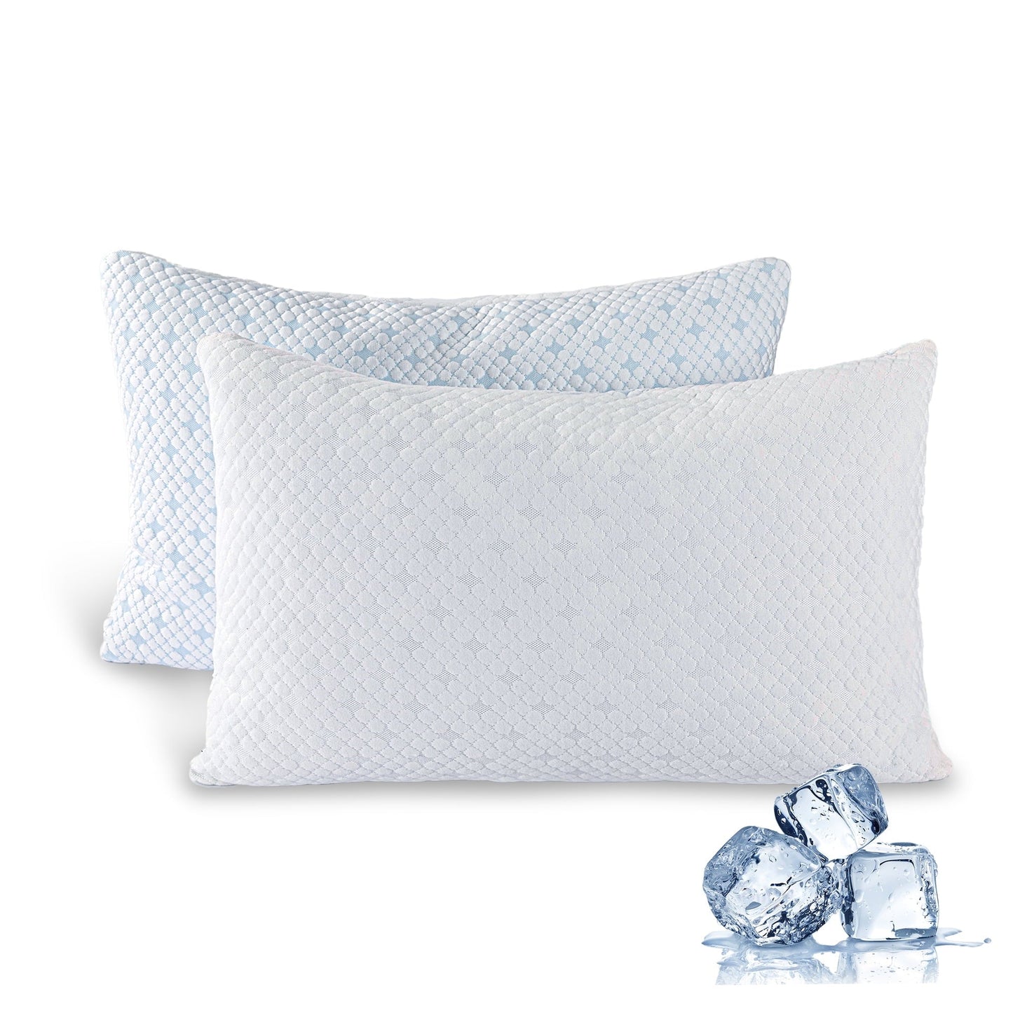Ergonomic Memory Foam 2-Pack Adjustable Cooling Bed Pillows, Shredded Memory Foam Pillows Set of 2, Standard Queen, Dual Sides - Decorative Throw Pillow Cushion for Sofa & Bed Detail