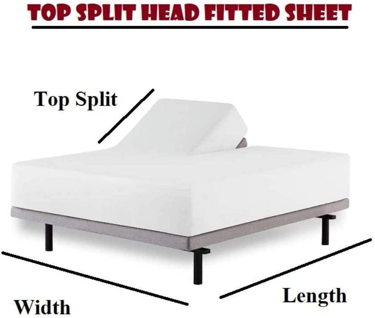 Cooling Sateen Top Split King 100% Egyptian Cotton 1000 Thread Count, Adjustable Beds -Top Split King Sheets Sets (4 Pcs) Split Down... - Premium Ultra-Soft Pillowcase Pair for Sleeping Detail