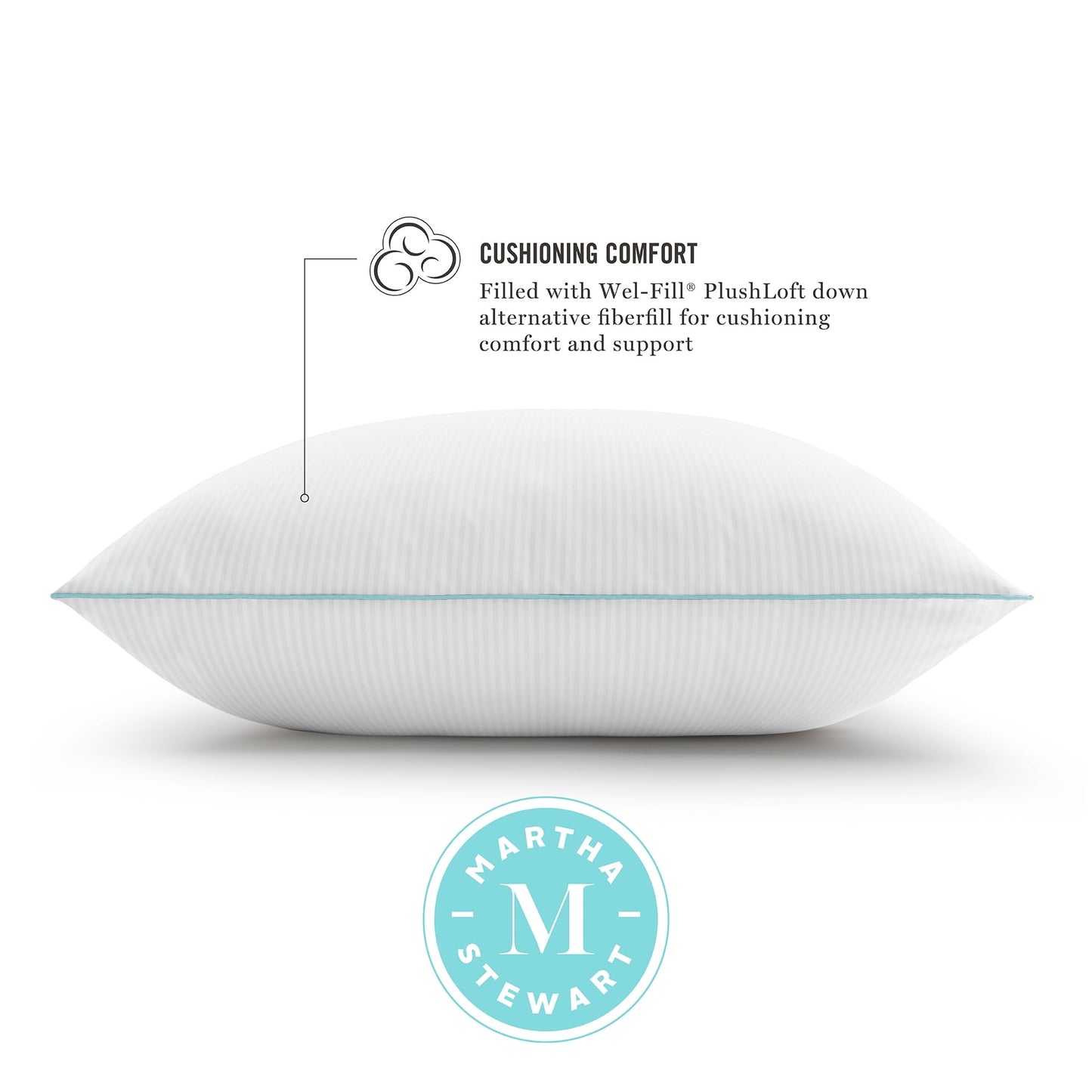 Ergonomic Memory Foam Classic Stripe Bed Pillows Standard / Queen Size Set Of 2, Enhanced Loft Plush Pillow for All Sleep Positions, 20" x ... - Ergonomic Memory Foam Pillow for Neck Pain Support Detail