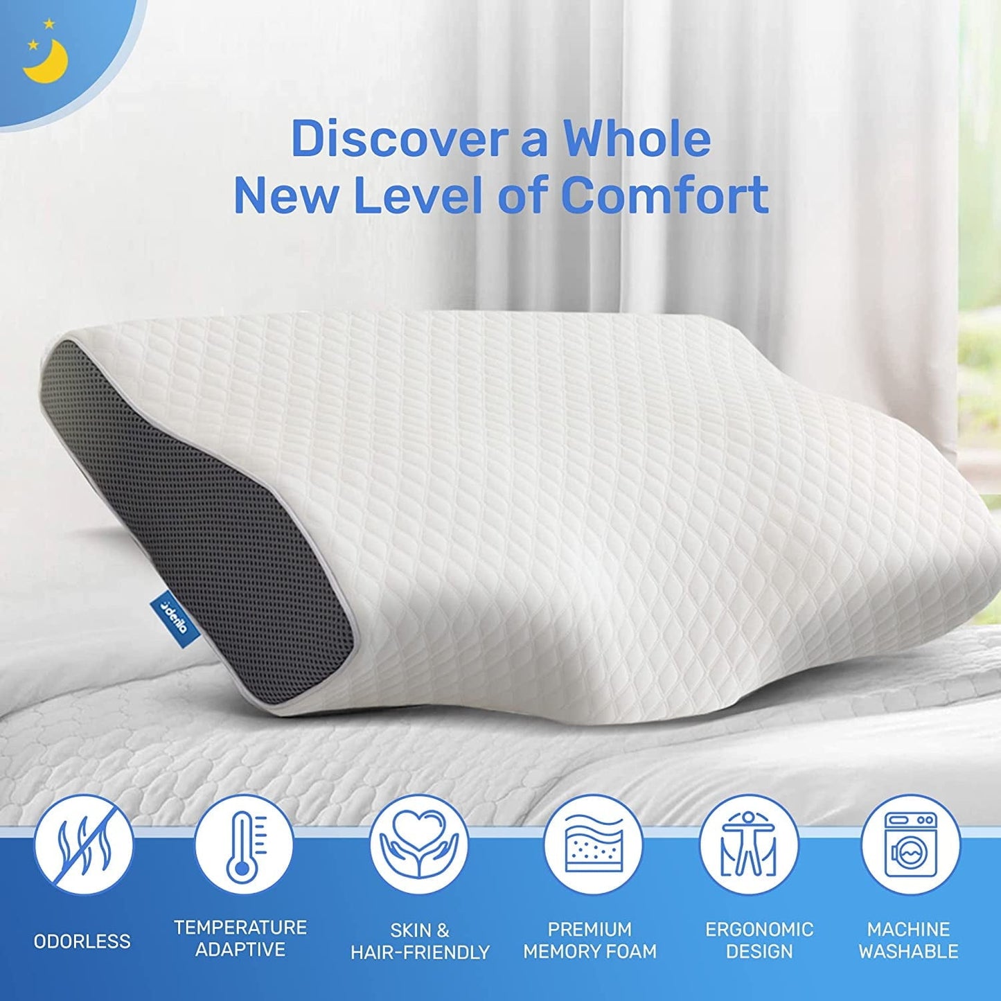 Orthopedic Support | Cervical Memory Foam Bed Pillow Standard | Neck, Shoulder Pain Relief | Improves Sleeping - Ergonomic Memory Foam Pillow for Neck Pain Support Detail