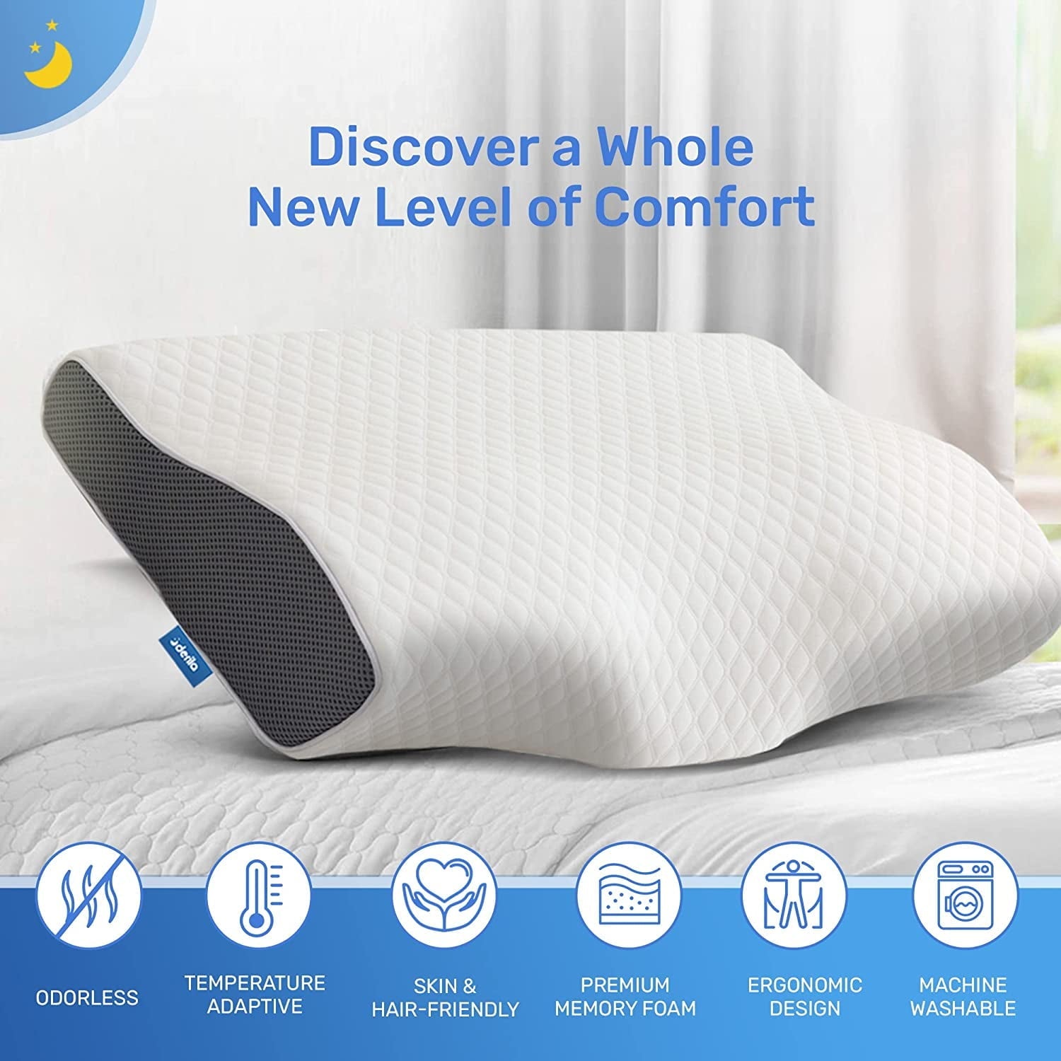 Orthopedic Support | Cervical Memory Foam Bed Pillow Standard | Neck, Shoulder Pain Relief | Improves Sleeping - Ergonomic Memory Foam Pillow for Neck Pain Support Detail