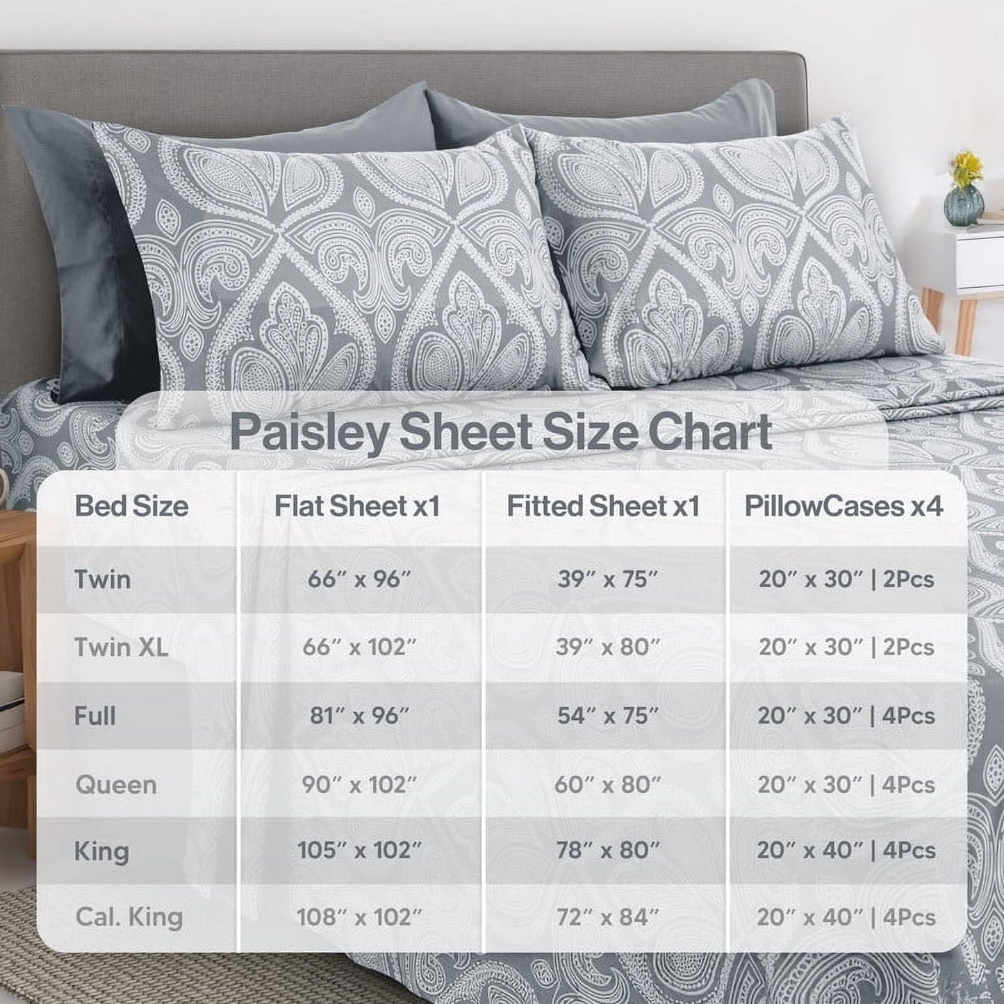 Cooling Sateen 6-Piece Bed Sheet Set, Deep Pocket Queen Sheets Up to 16 Inch, 1 Flat Sheet , 1 Fitted Sheet & 4 Pillowcases (Queen, ... - Cooling Hotel Quality Bedding Sheets and Pillowcases Detail