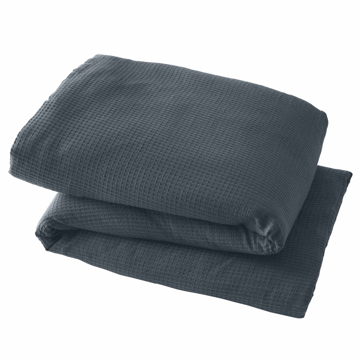 Luxurious Quilted 3-Piece Grey Waffle Comforter Set, Adult Full/Queen - Luxurious Quilted Duvet Cover Set Detail