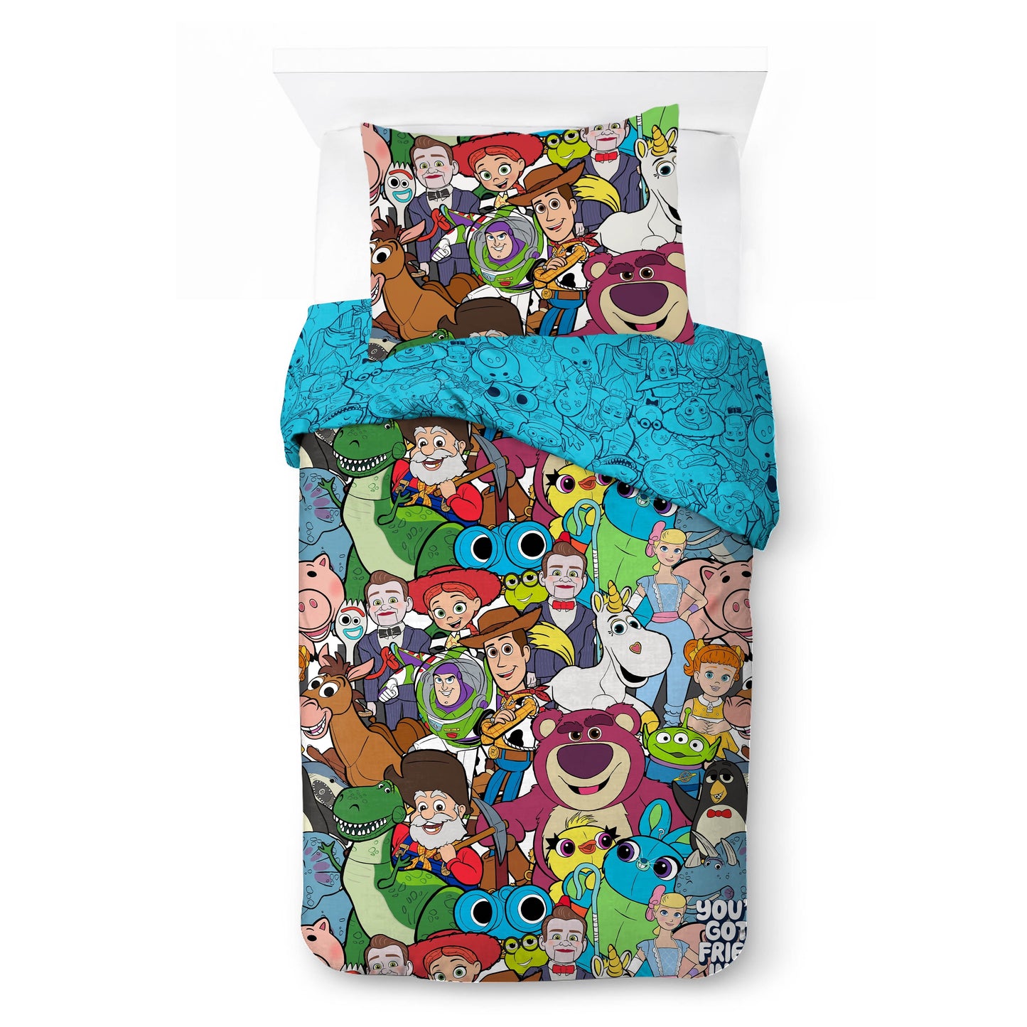 Hypoallergenic Cloud You've Got a Friend Reversible Comforter and Pillowcase Set, Twin/Full, Kids Bedding - All-Season Down Alternative Comforter Insert Detail