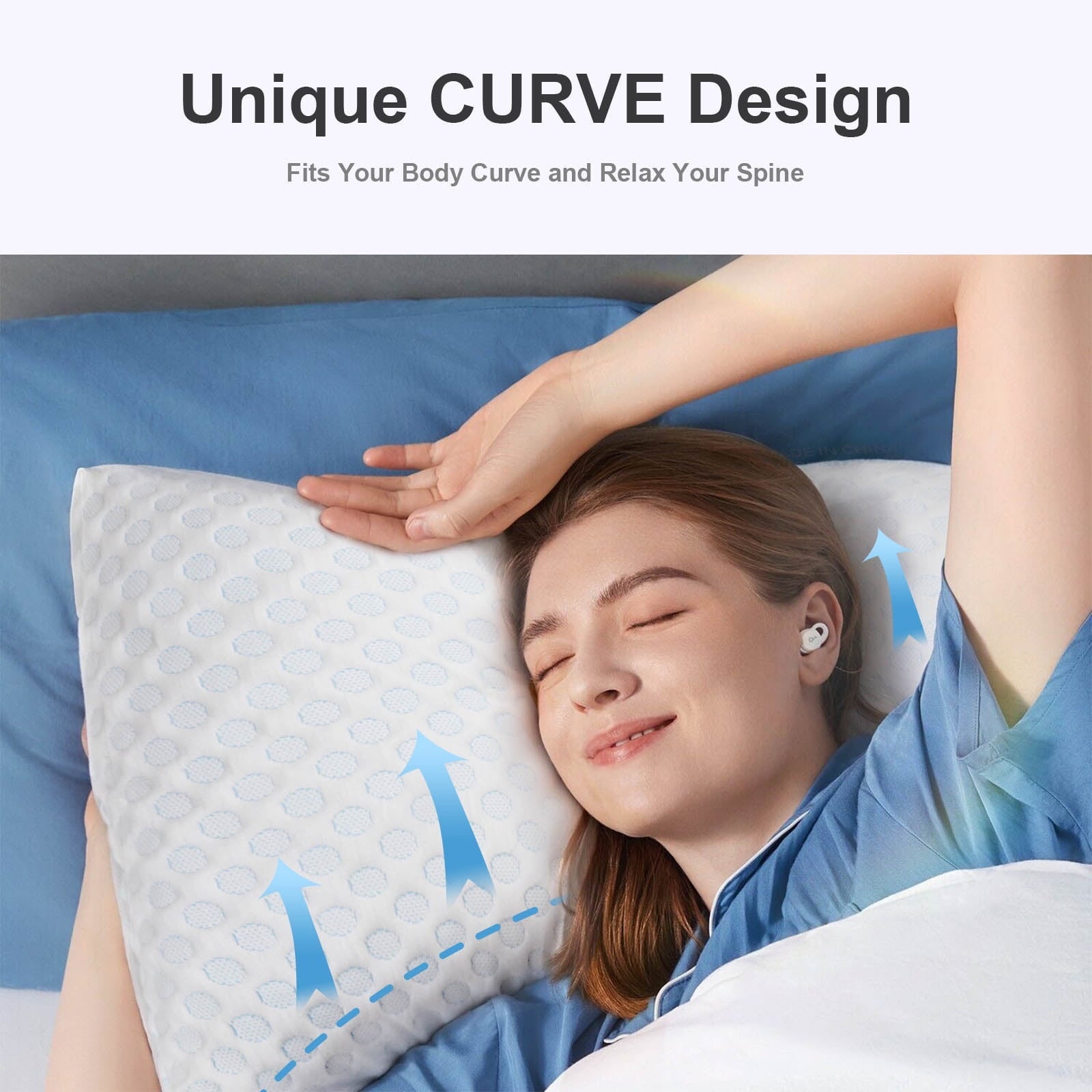 Decorative Plump Cooling Shredded Memory Foam Bed Pillows Adjustable Firm Support Pillow for Side and Back Sleepers Curved Pillows Set... - Decorative Throw Pillow Cushion for Sofa & Bed Detail