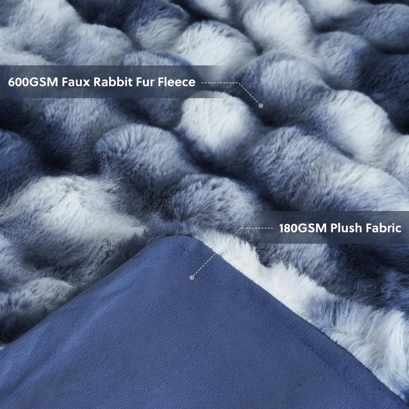 Decorative Knitted Faux Fur Throw Blanket for Couch Luxury Fluffy Thick Bubble Blanket Warm Cozy Throw for Bedroom Living Room, 50" x 60... - Cozy Fleece Throw Blanket for Couch & Bed Detail