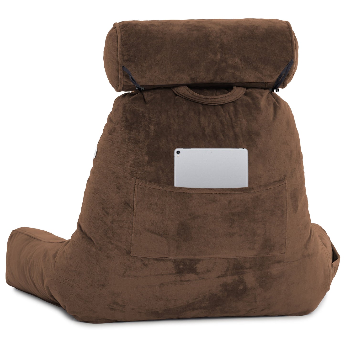 Orthopedic Support Medium Chocolate Brown, Backrest - Detach Neck Roll, Removable Cover - Decorative Throw Pillow Cushion for Sofa & Bed Detail