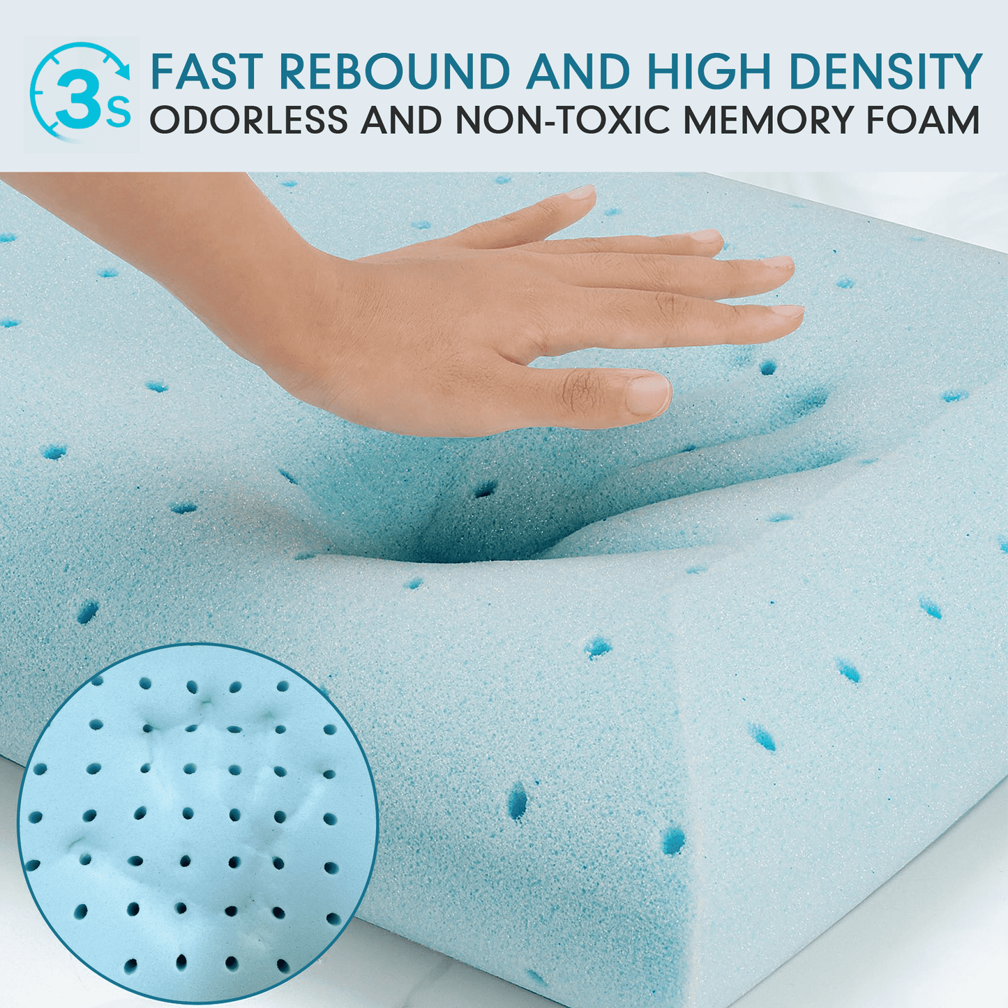 Fluffy Shredded Gel Memory Foam Pillow, Queen Size Bed Pillow, Washable Cover, Cooling, Breathable Neck Pillow for Sleeping - Hotel Quality Plush Sleeping Pillows Detail