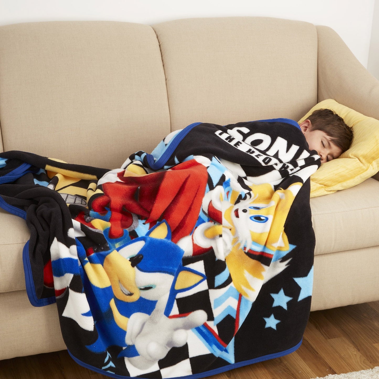 Decorative Knitted Kids Black Print Fleece Throw Blanket, 46 x 60 - Super Soft Reversible Sherpa Flannel Blanket Detail