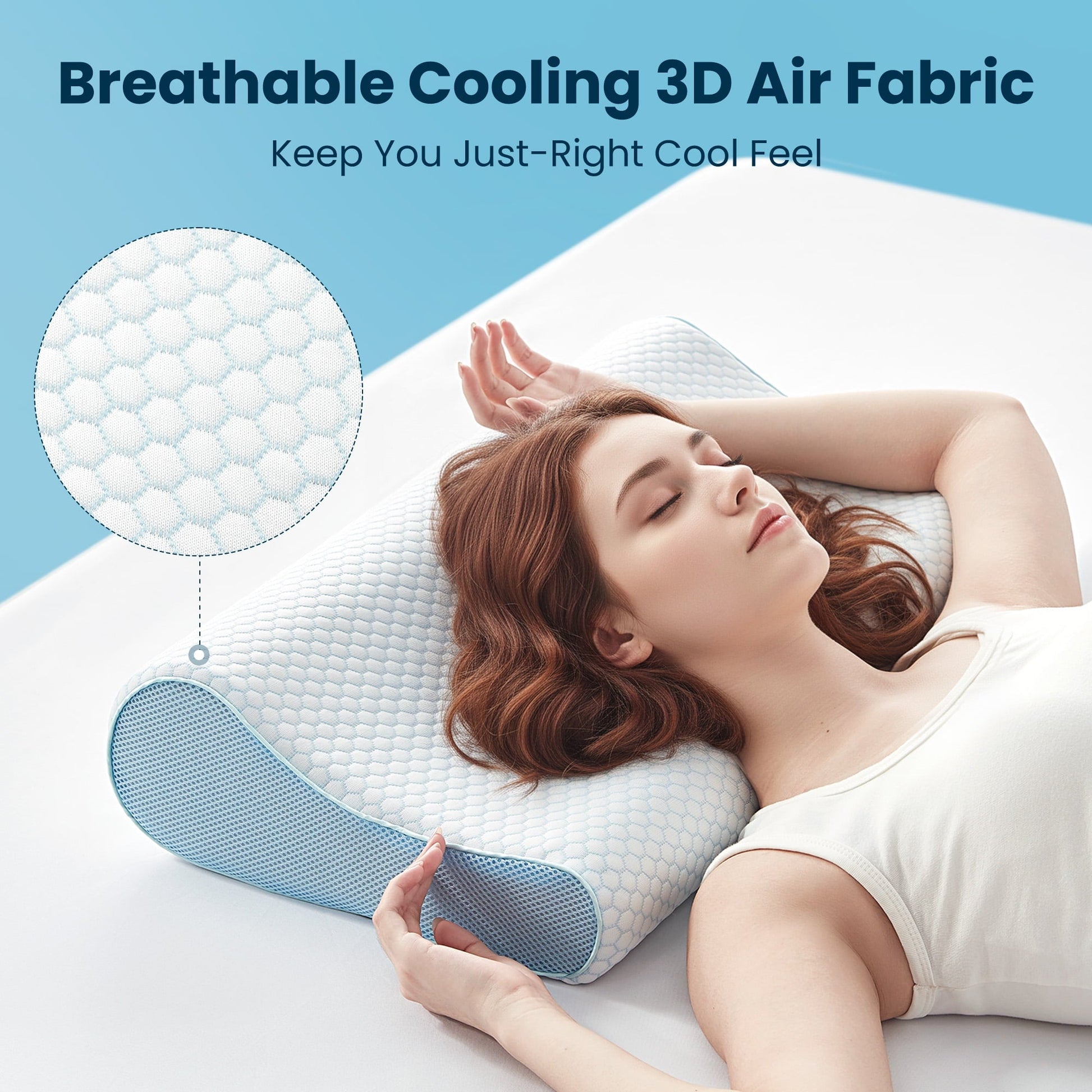 Decorative Plump Standard Cooling Memory Foam Pillow, Ergonomic Adjustable Orthopedic Contour Bed Pillows Neck Support for Side Back S... - Decorative Throw Pillow Cushion for Sofa & Bed Detail