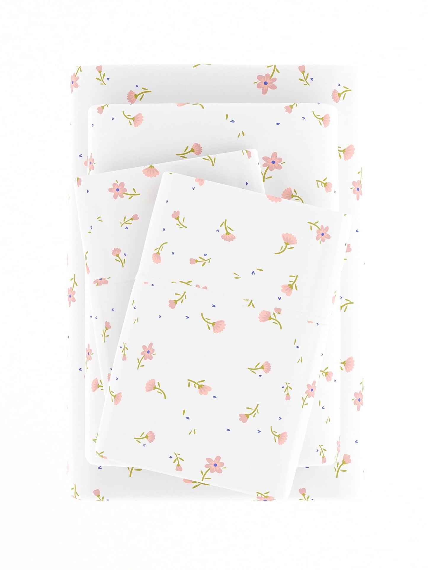 Breathable Luxury Ultra Soft & Breathable Wrinkle Free Bed Sheets Set - Floral Pink Farmhouse Patterned for Twin Size Bedding - Breathable Egyptian Cotton Flat & Fitted Sheets Detail